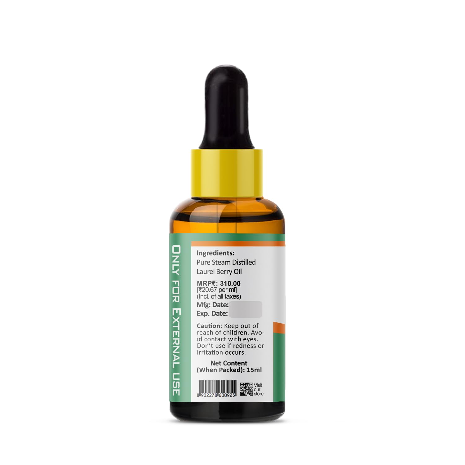 PRZ Laurel Berry Essential Oil - 100% Pure Natural Therapeutic Grade for Skin Care, Hair Care & Aromatherapy, 15ml - Perfect for Massage, Diffuser & DIY Beauty Products