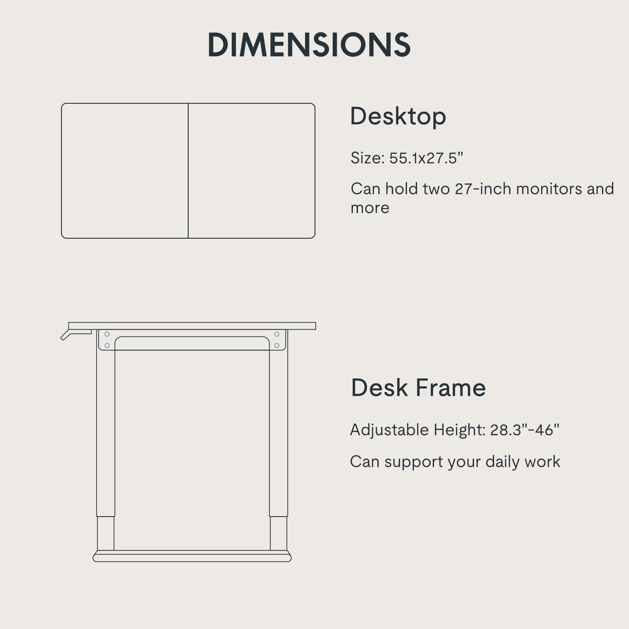 FLEXISPOT E6Q 55 x 28 Inch Adjustable Height Standing Desk with 4 Legs & Splice Board - White Top & Frame - Ergonomic Home Office Sit Stand Desk for Work from Home & Gaming Setup
