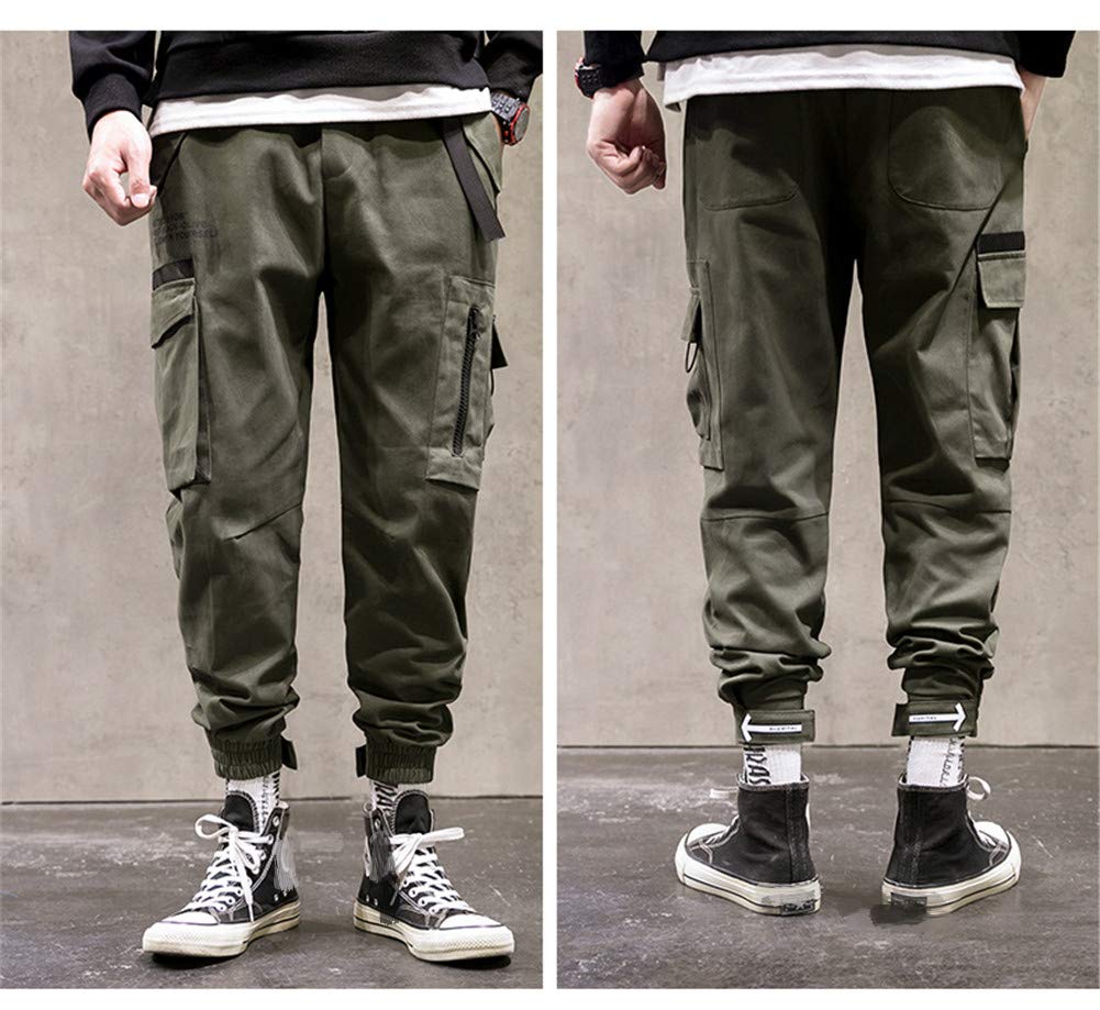 Astellarie Men's Stretch Elastic Waist Cotton Cargo Jogger Pants with Multiple Pockets - Comfortable Workout & Casual Wear for Gym, Hiking, and Everyday Use