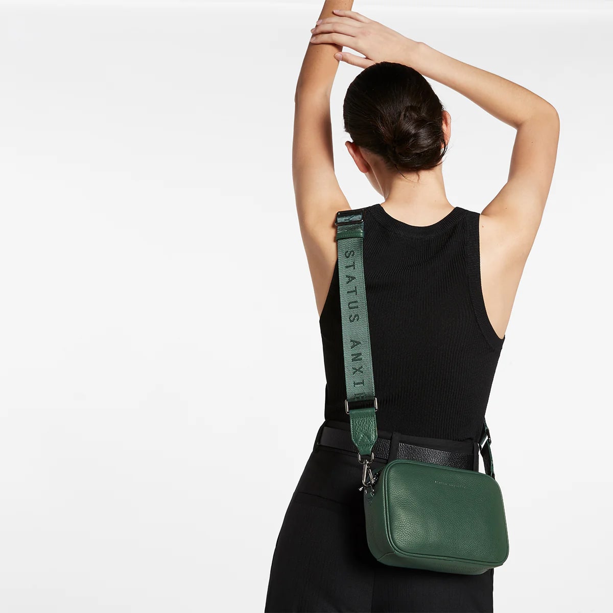 Status Anxiety Plunder Crossbody Bag with Webbed Strap in Green - Perfect for Everyday Use, Travel & Casual Outings
