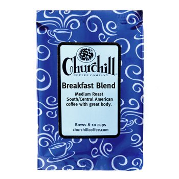 Churchill Coffee Breakfast Blend - 10 Single-Serve Portioned Packs (1.5 oz Each) - Fresh Ground Unflavored Coffee for Home, Office & Travel - Perfect for Morning Brew & Coffee Lovers