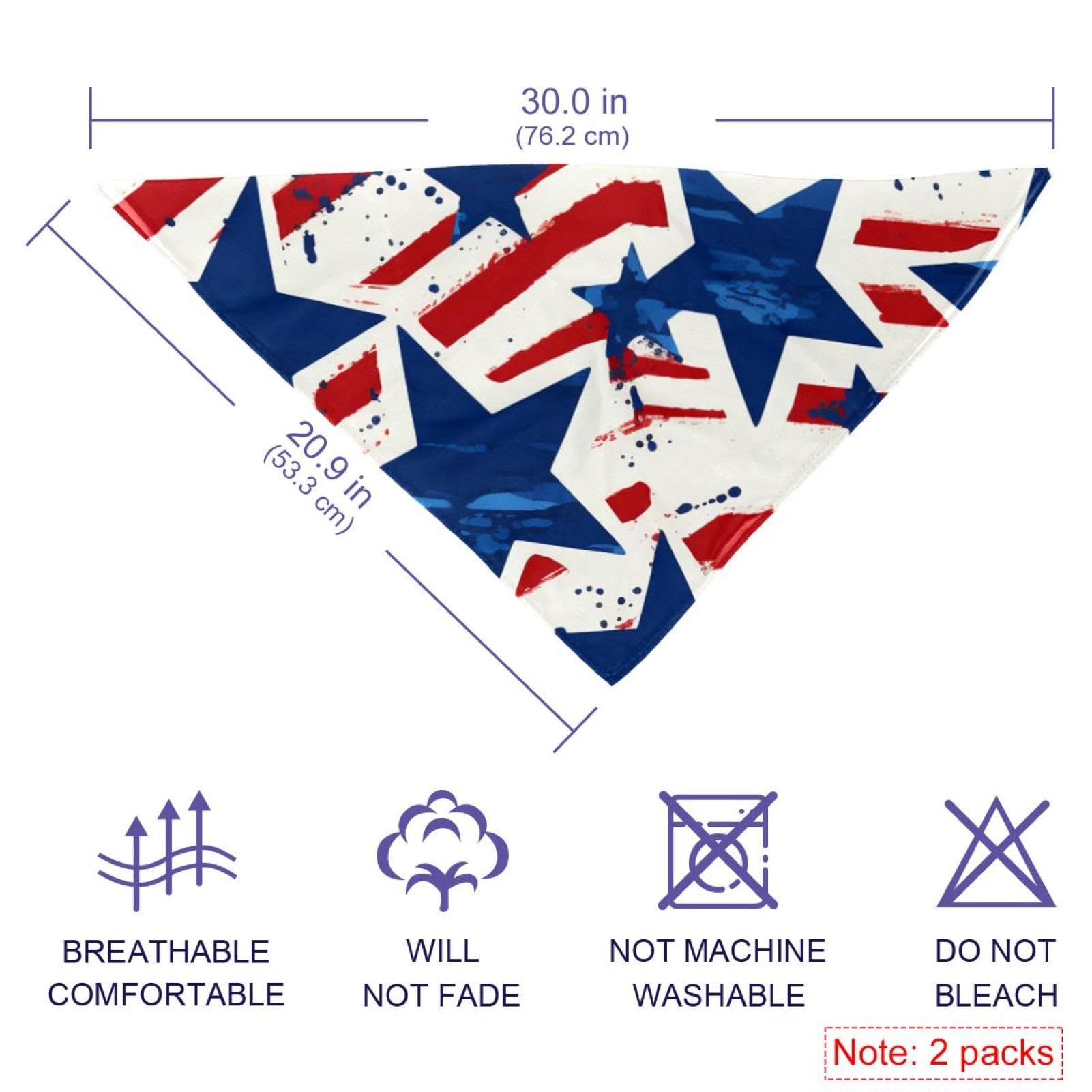 American Flag Dog Bandanas - 2-Piece Patriotic Pet Bandana Set for 4th of July, Dog Scarf & Accessories - Perfect for Independence Day Celebrations & Outdoor Adventures