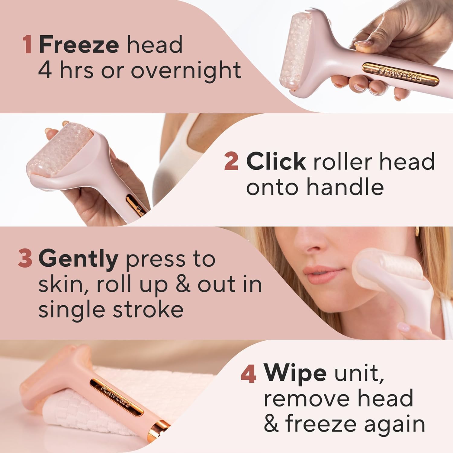 JASMINE & GLORY Ice Roller Massager for Face - Skin Tightening & Brightening, Reduces Wrinkles & Under Eye Puffiness | Facial Lifting & Cooling Therapy | Perfect Gift for Women | Use for Morning Routine, Post-Workout Recovery & Spa Day Relaxation