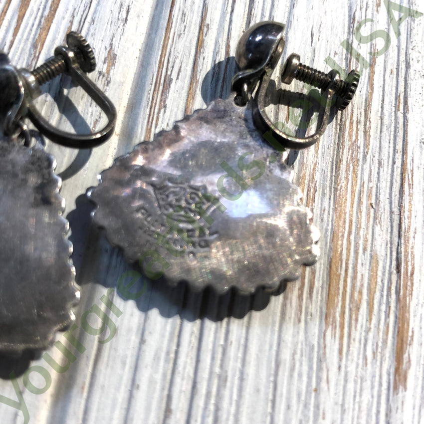 Vintage Mexican Sterling Silver Faux Turquoise Dangle Earrings - Handmade Boho Jewelry for Women, Perfect for Festivals, Parties & Everyday Wear