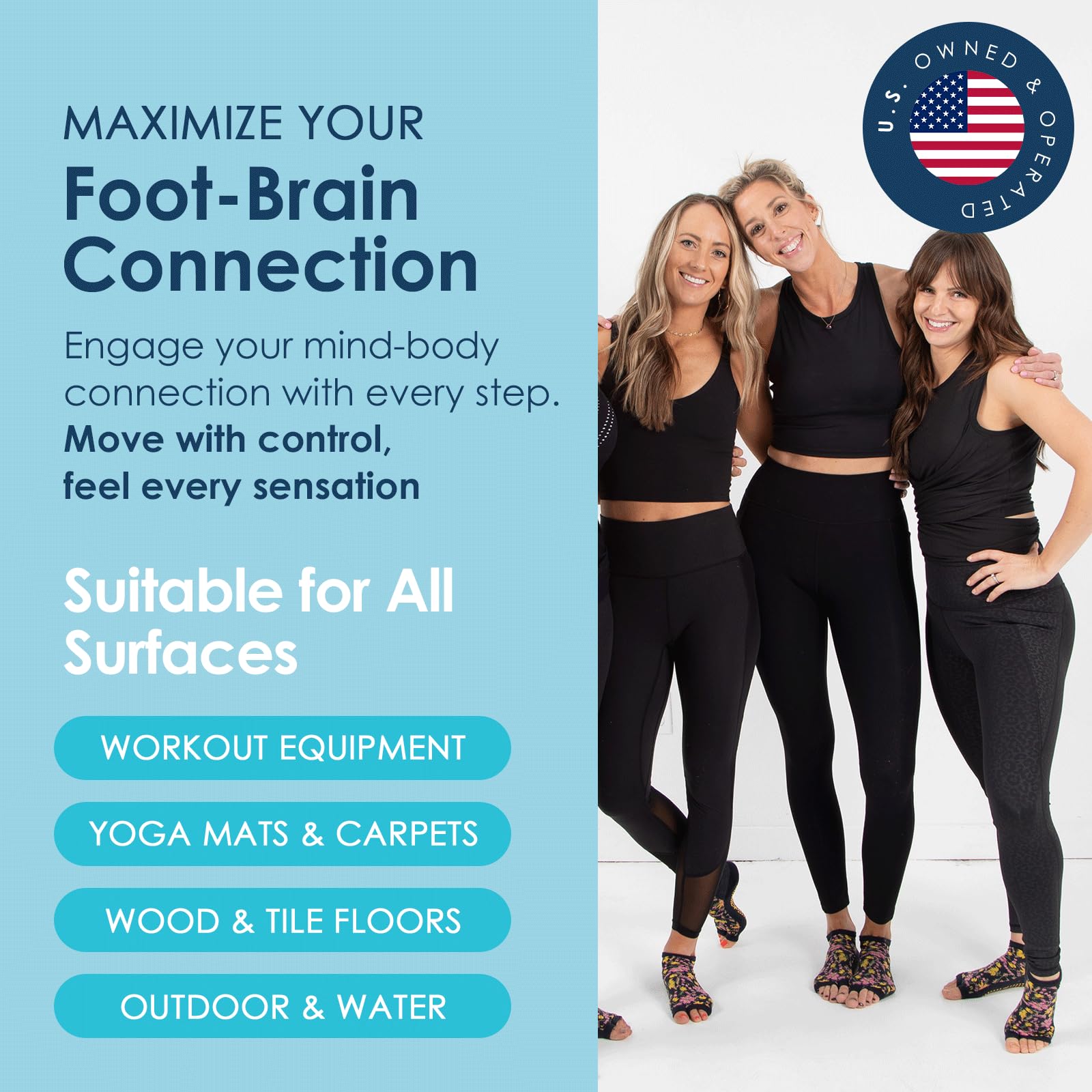 Non-Slip Toeless Yoga Socks with Grips for Women - Tucketts Ankle Pilates & Barre Socks (Size 5-13) - Perfect for Yoga, Pilates, Barre & Home Workouts