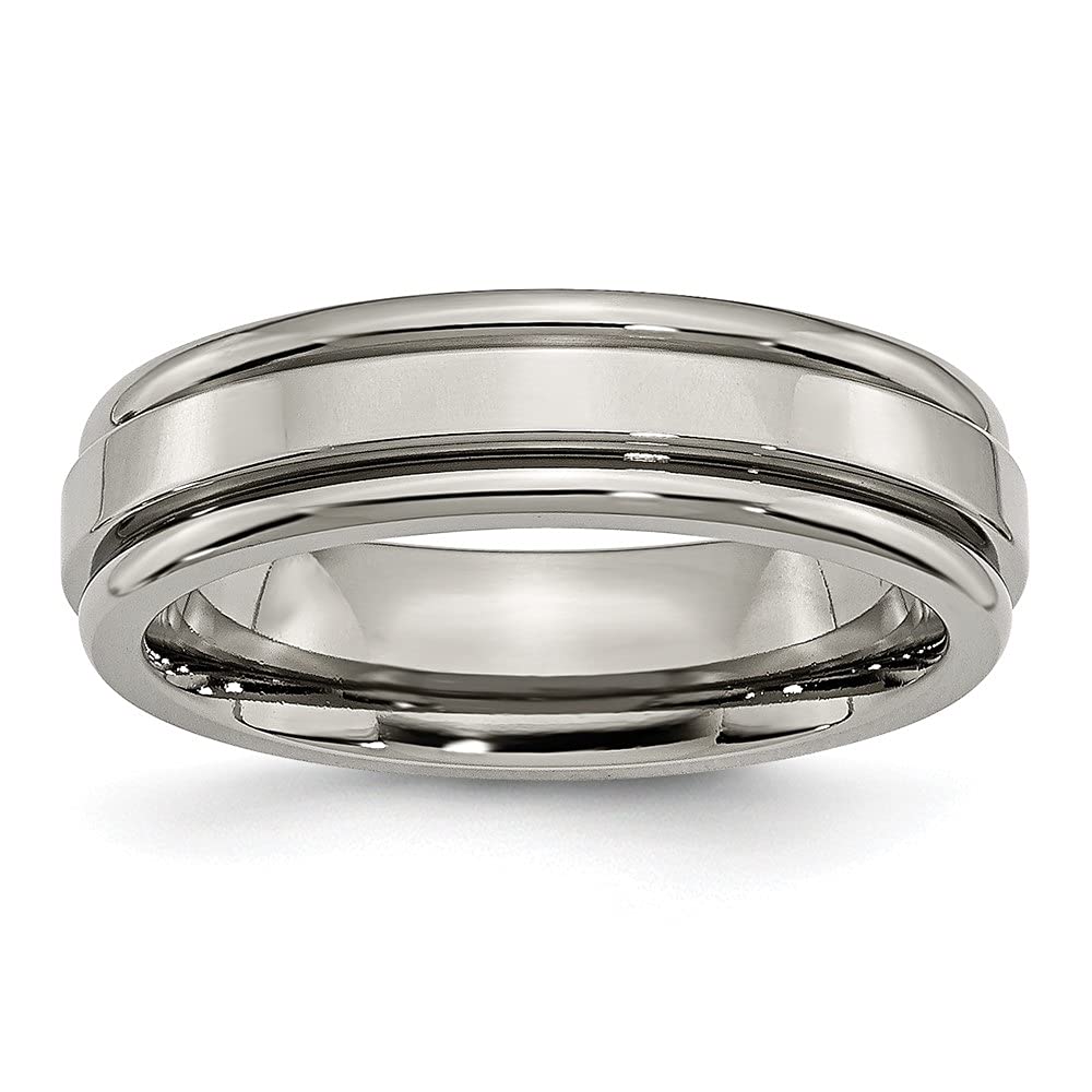 Premium Titanium Wedding Band Ring for Men - 6mm Polished Grooved Edge Design, Comfort Fit, Hypoallergenic - Perfect for Engagement, Anniversary & Everyday Wear