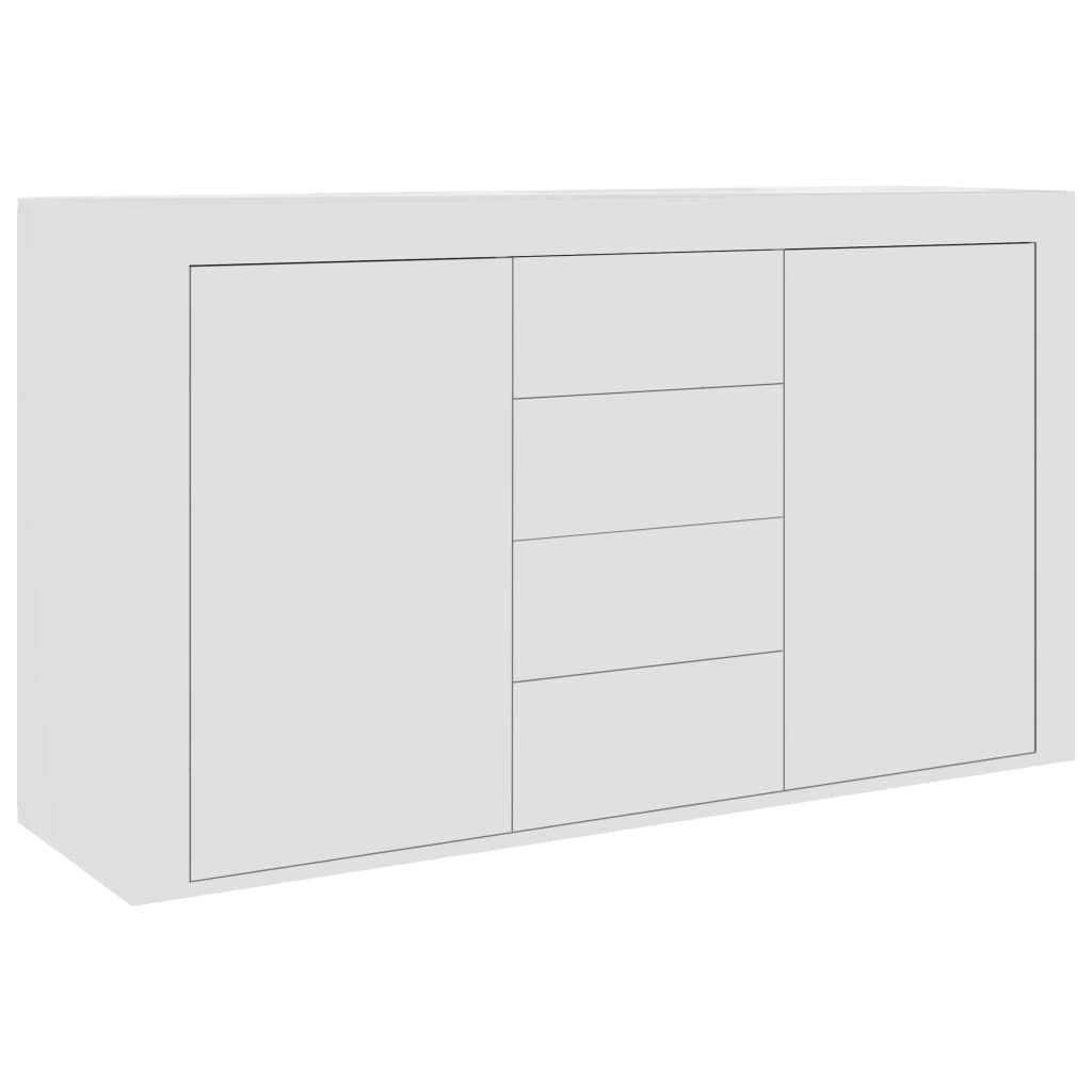 White Engineered Wood Sideboard Cabinet - Modern Storage Solution for Living Room, Bedroom, Office | Buffet Bookcase with Drawers & Shelves for Home Organization