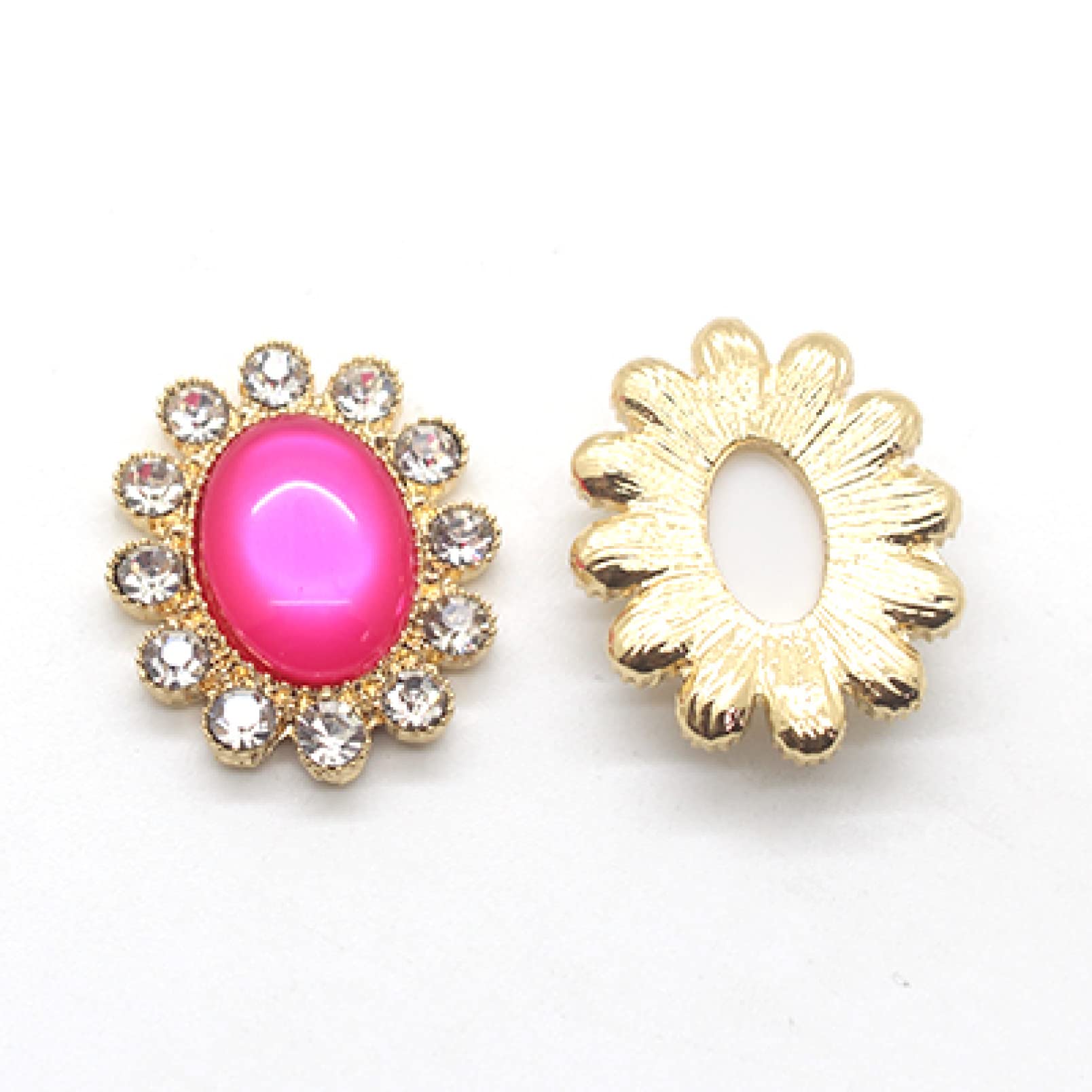 20pcs Oval Resin Rhinestone Buttons for Clothing DIY - Alloy Craft Buttons for Hair Accessories, Wedding Dress Decor - Perfect for Sewing, Scrapbooking & Costume Design