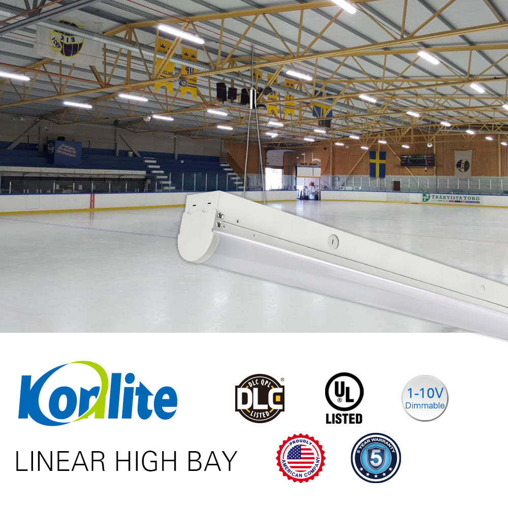 Konlite 4ft Linear LED Strip Fixture - 23W 3050 Lumens 5000K Daylight White - 120-277V Dimmable - Perfect for Office, Kitchen & Commercial Lighting