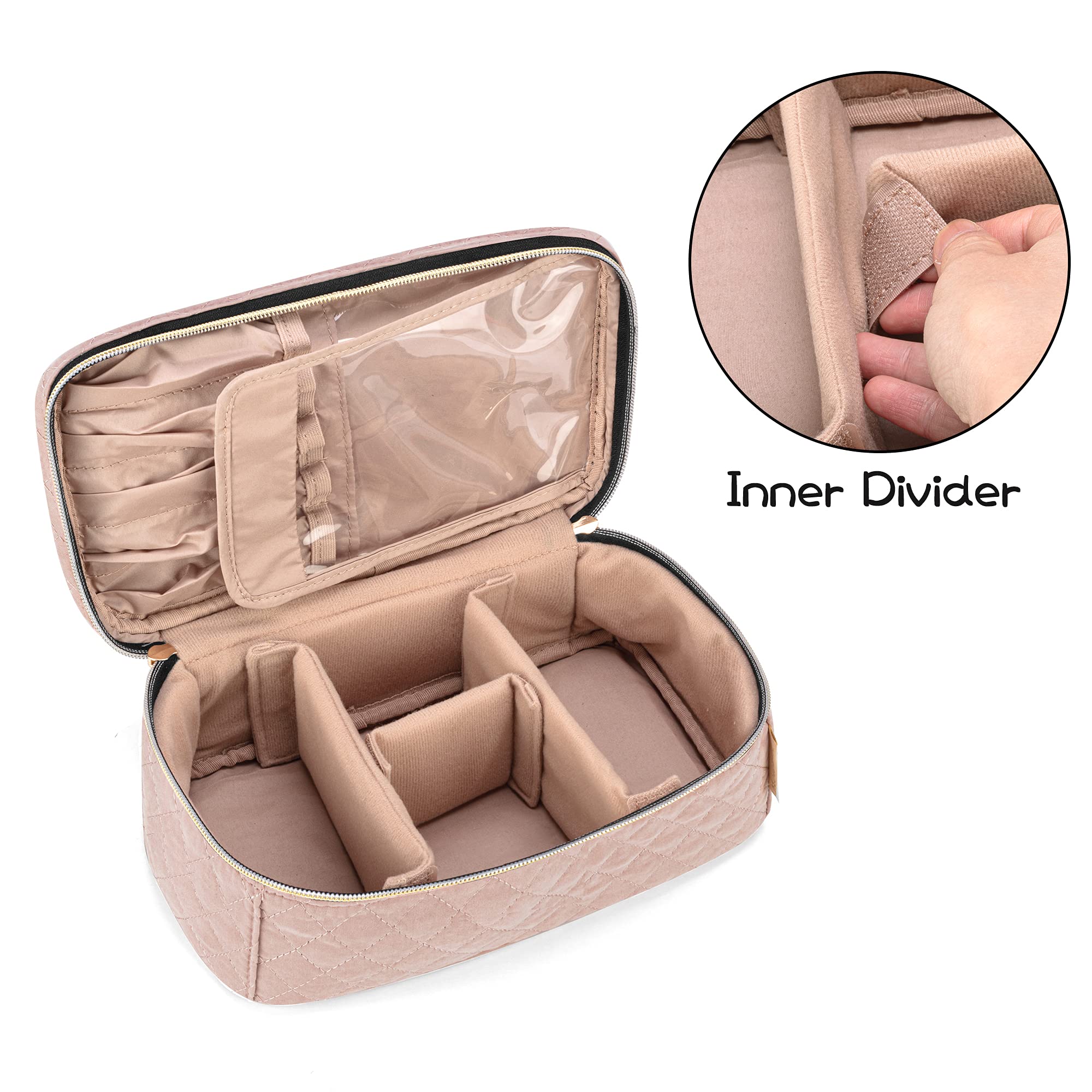 Teamoy Travel Makeup Brush Case – Portable Cosmetic Organizer Bag with Handle for Makeup Brushes (Up to 9 Inch) & Beauty Essentials, Medium Size, Misty Rose (Bag Only) – Perfect for Travel, Home Storage & Professional Makeup Artists