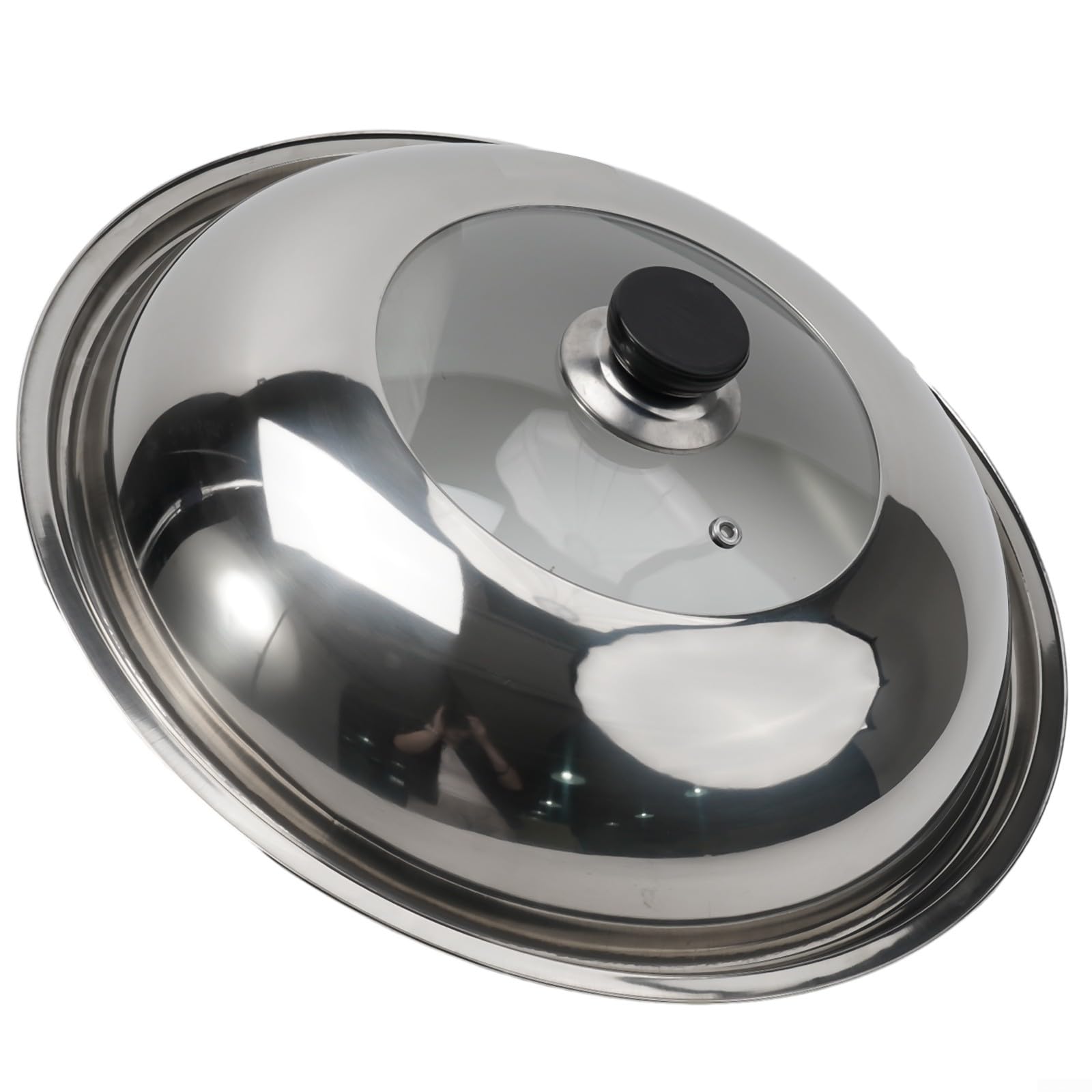 FACAIIO 34cm Stainless Steel Wok Lid - Splash-Proof, Easy to Use & Lift, Effortless Steam Control for Stir-Frying, Deep Frying & Healthy Cooking - Perfect for Asian Cuisine & Home Chefs