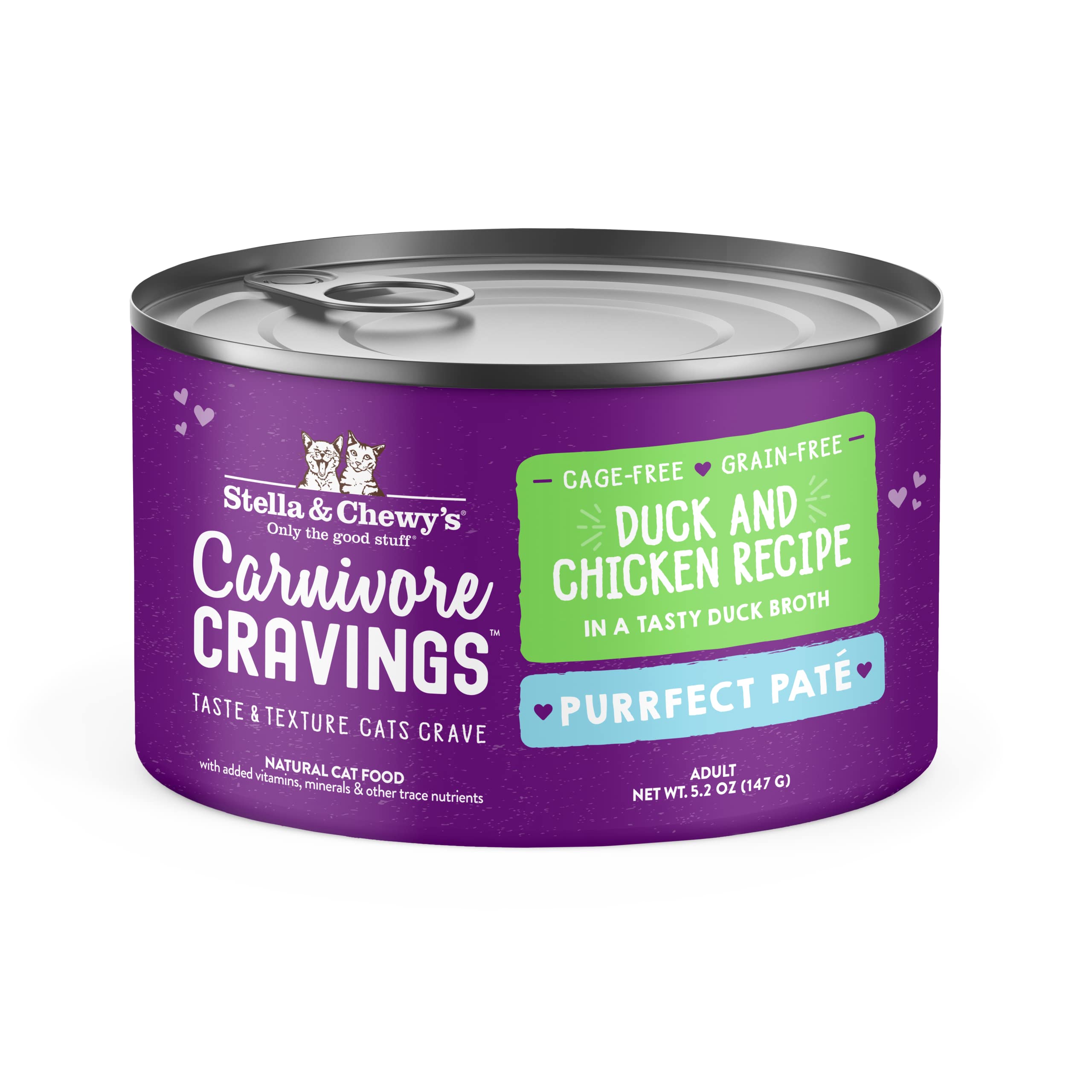 Stella & Chewy's Grain Free Duck & Chicken Wet Cat Food - High Protein Pate for Adult & Senior Cats - 5.2oz Cans (Pack of 24) - Perfect for Mealtime, Weight Management & Picky Eaters