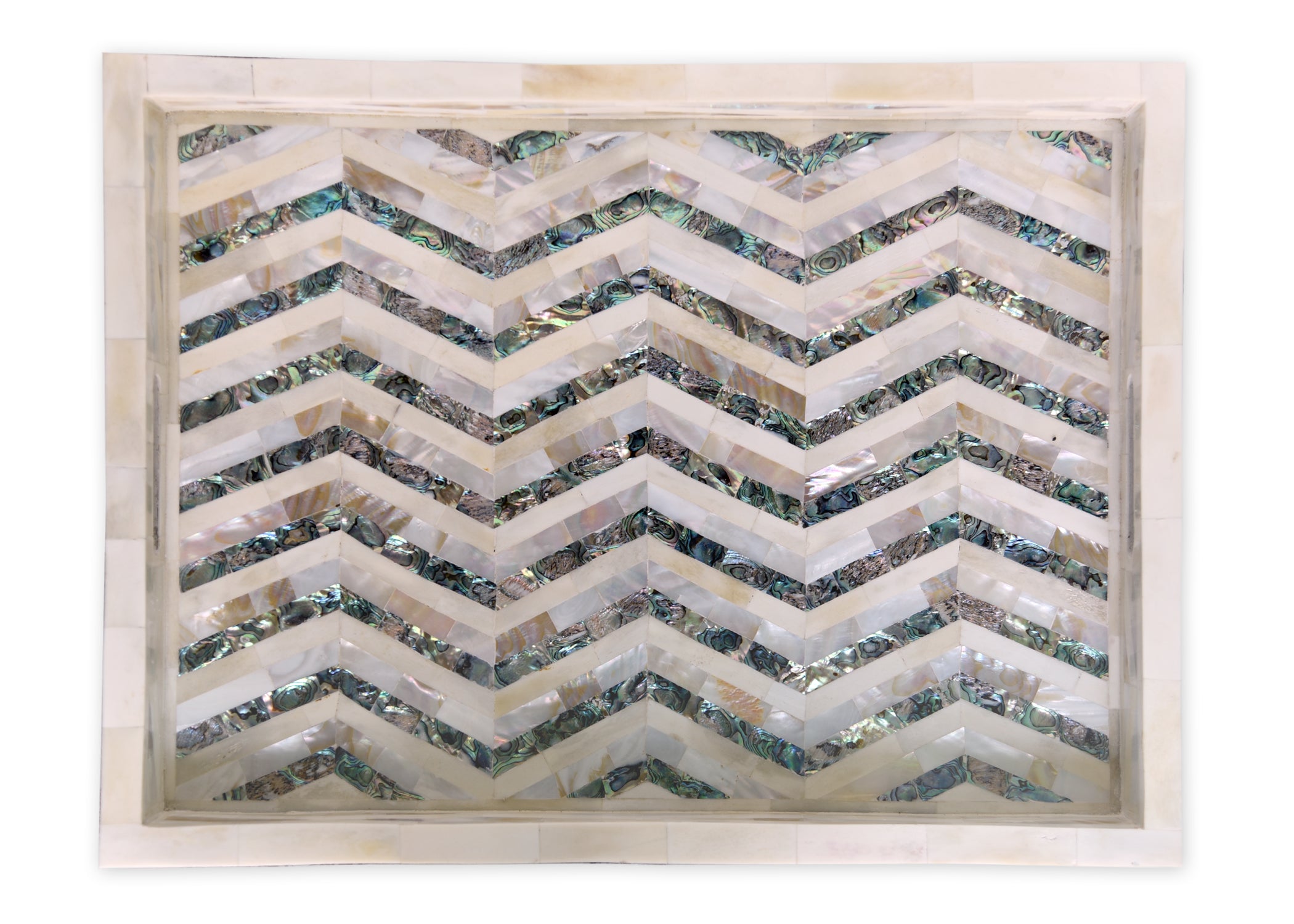 Patrice Mother of Pearl Inlay & Bone Inlay Tray - Handcrafted Decorative Serving Tray for Home Decor, Jewelry Display & Gift Giving