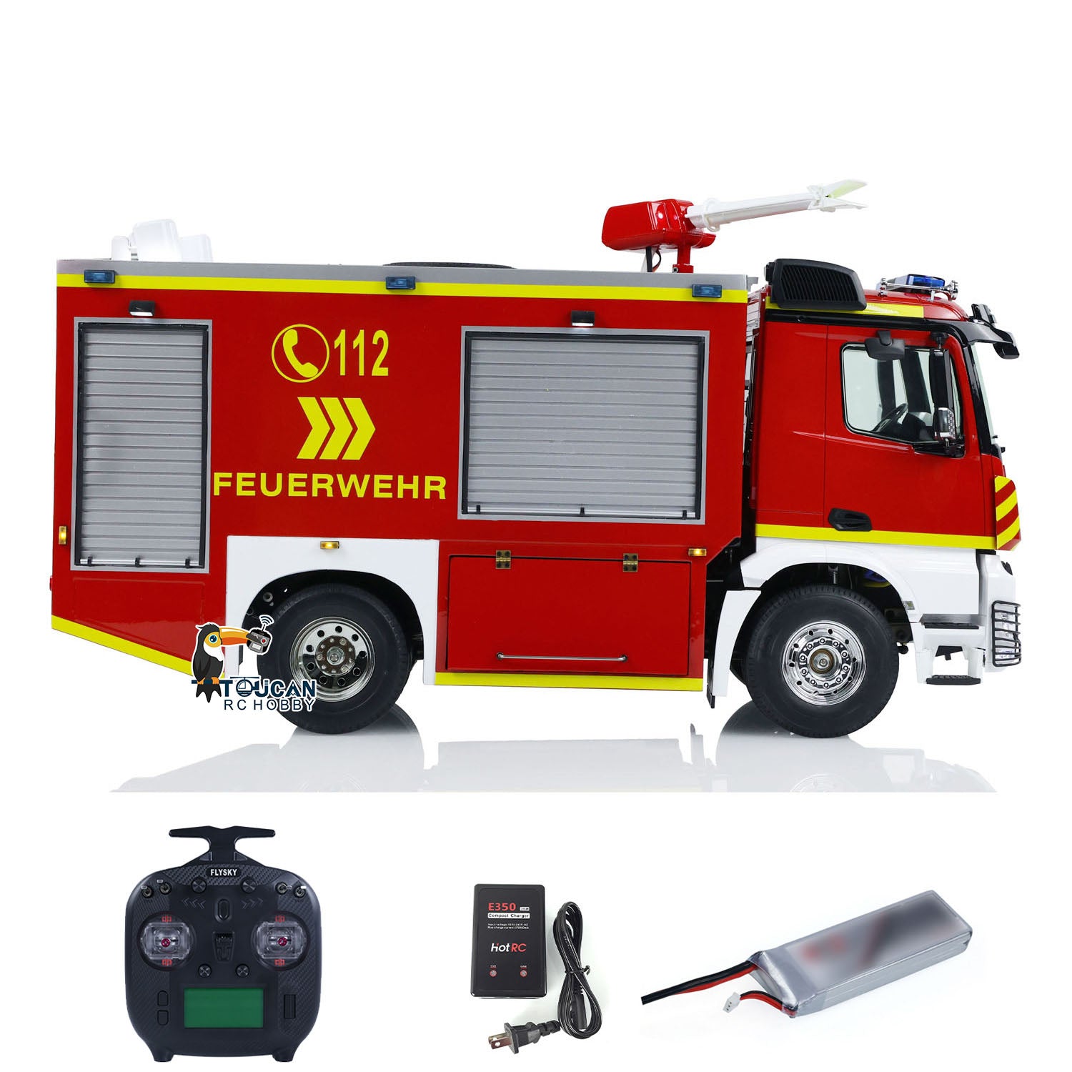 1/14 Scale RC Fire Fighting Truck - 4x2 Electric Remote Control Fire Vehicle with Water Spray - Assembled & Painted Model Toy for Kids & Collectors - Perfect for Playtime, Emergency Simulation & Display