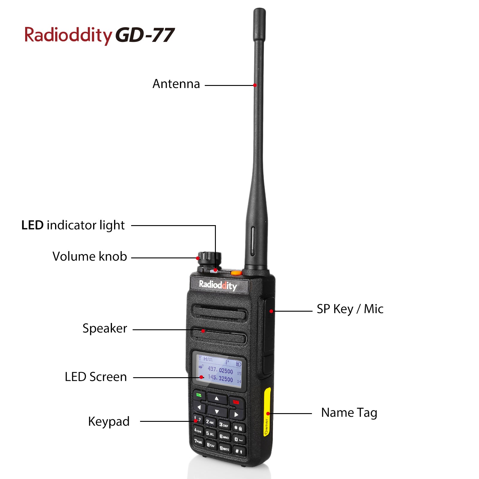 Radioddity GD-77 Dual Band DMR Digital Radio - 2 Time Slots, 2200mAh Battery, 5W Power with Programming Cable | Ideal for Amateur Radio Operators, Emergency Communication & Outdoor Adventures