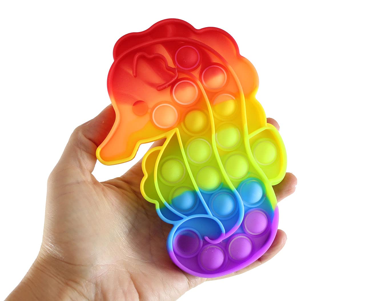 **Rainbow Seahorse Bubble Pop Fidget Toy - Ocean Animal Sensory Stress Relief Toy - Silicone Push Poke Bubble Wrap for Anxiety & Focus - Perfect for Kids, Adults, Office & Travel**    *(Use Case: Helps relieve stress, improve focus, and provide sensory stimulation for kids with ADHD, autism, or anxiety. Great for classrooms, therapy sessions, or travel entertainment.)*