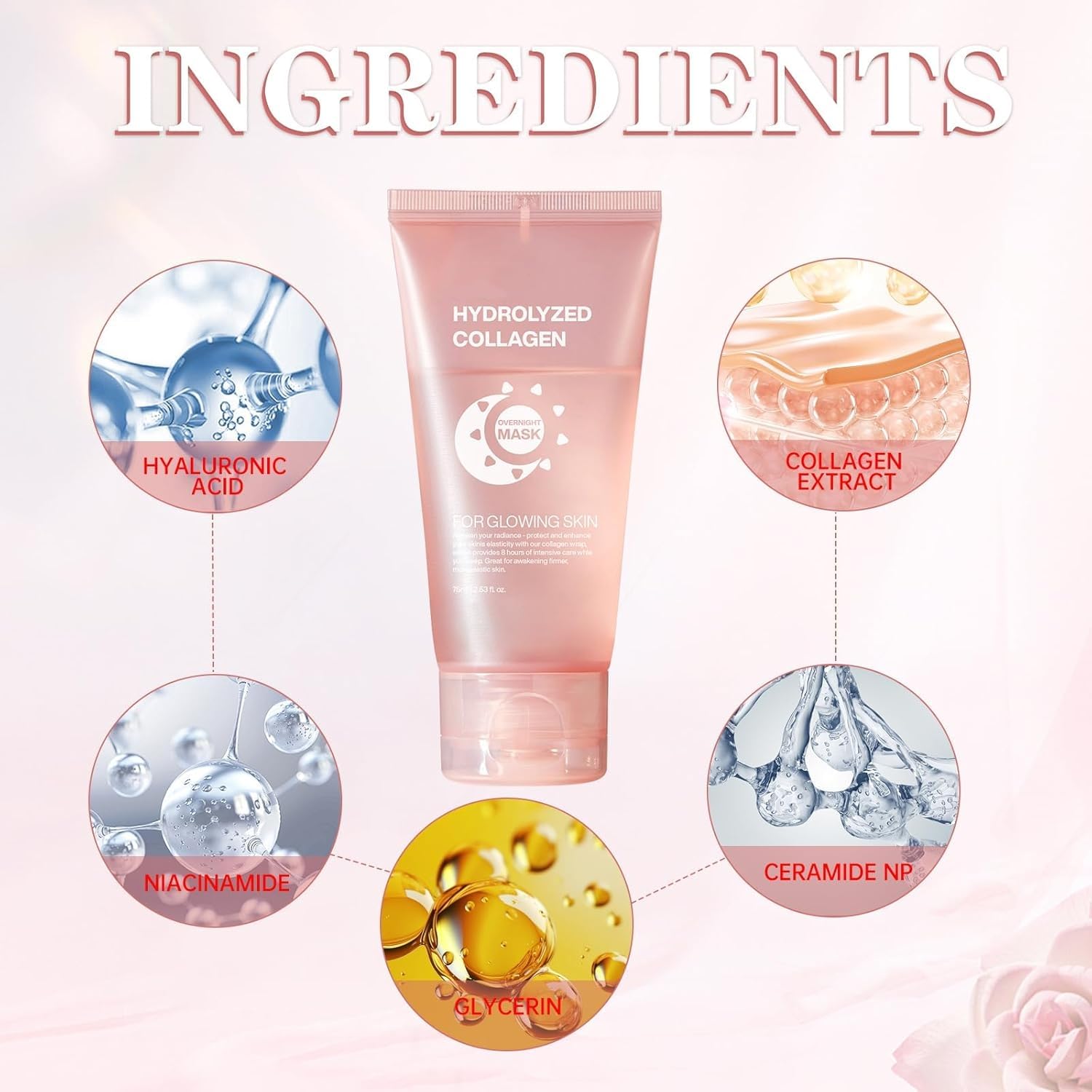 **Vitalume Collagen Overnight Face Mask – Hydrating & Firming Night Treatment for Glowing Skin, Deep Moisturizing Elasticity, Anti-Aging Peeling Mask for Women (1pc) – Perfect for Nighttime Skincare Routine & Spa-Like Relaxation**