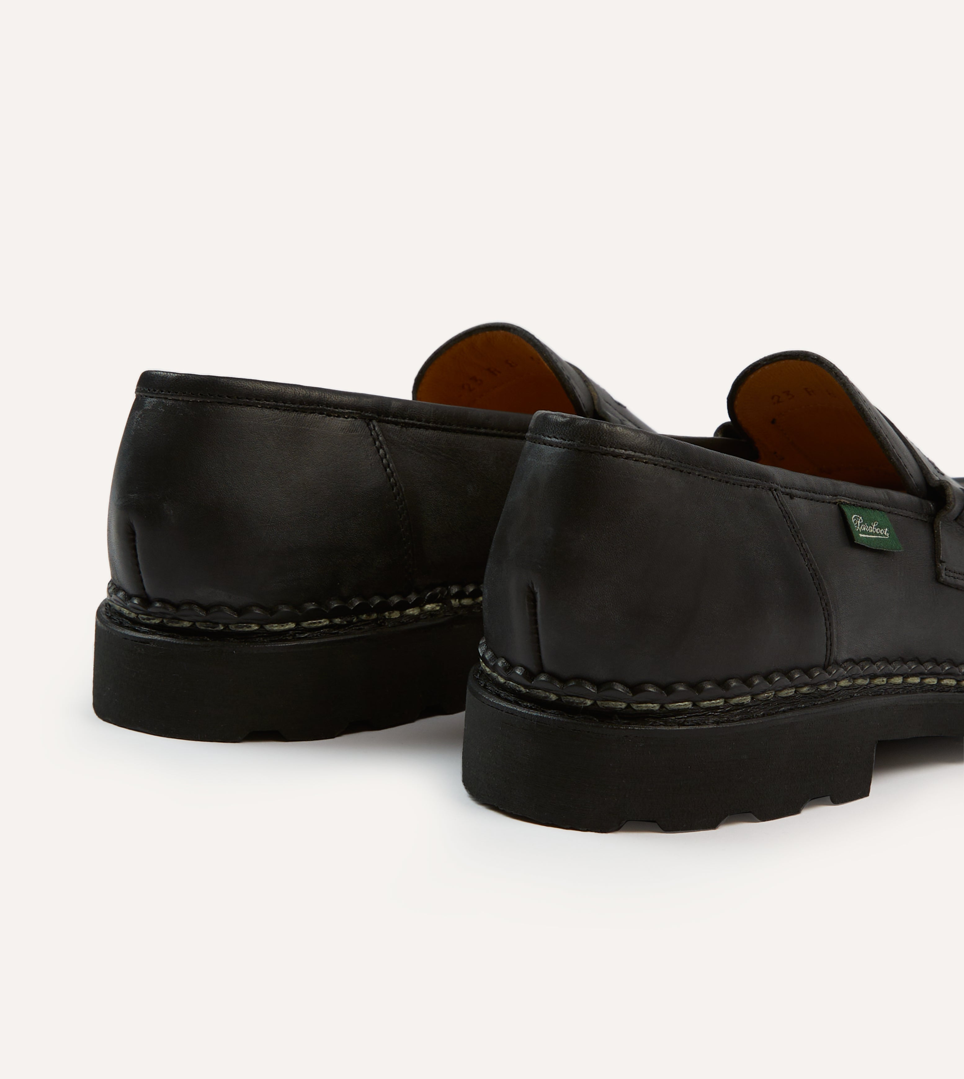 Paraboot Reims Black Leather Loafers for Men - Classic Comfortable Slip-On Shoes for Business Casual & Office Wear