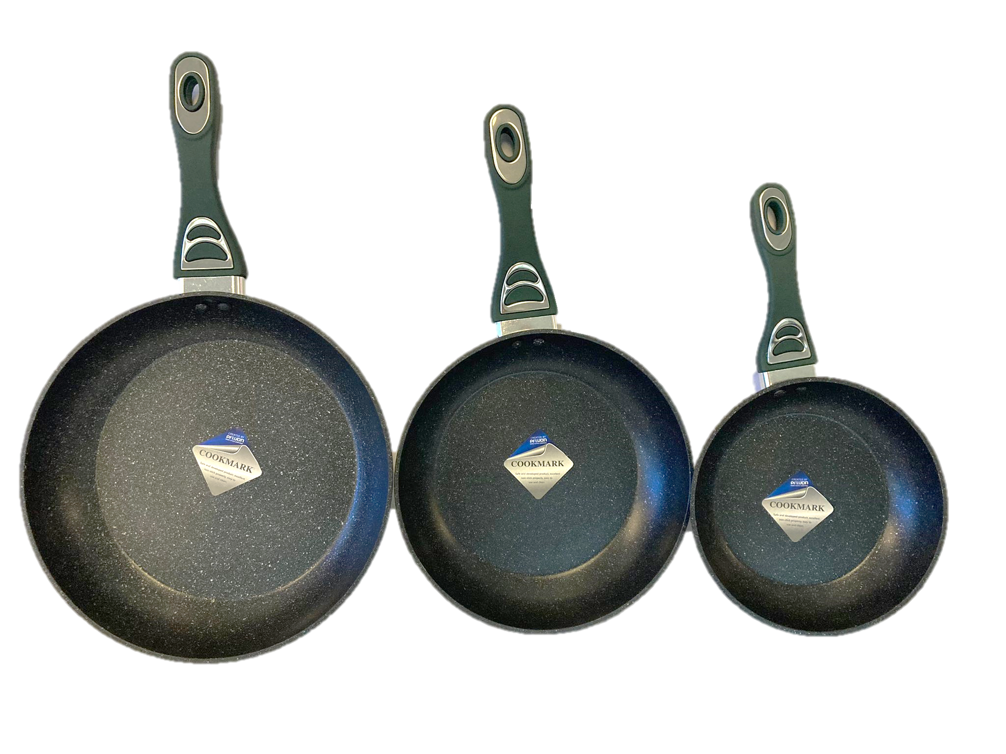 3-Piece Nonstick Marble Coated Frying Pan Set - Durable Aluminum Cookware for Sauteing, Frying & Cooking - Perfect for Home Kitchen, Restaurant & Camping Use