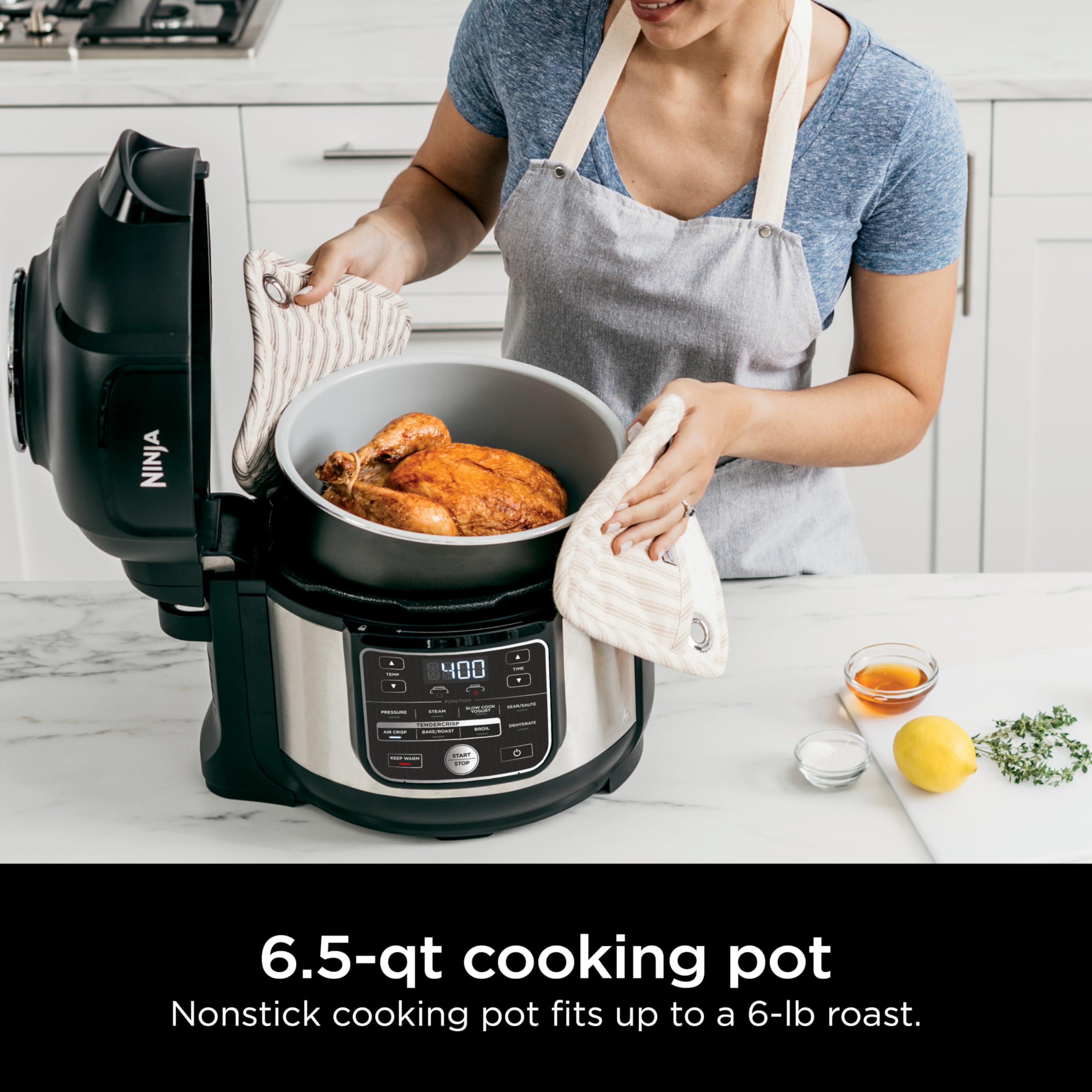Ninja Foodi 10-in-1 6.5-Quart Pro Pressure Cooker & Air Fryer Multicooker with Stainless Steel Finish (OS300) - Perfect for Fast Cooking, Crispy Frying & Healthy Meals at Home