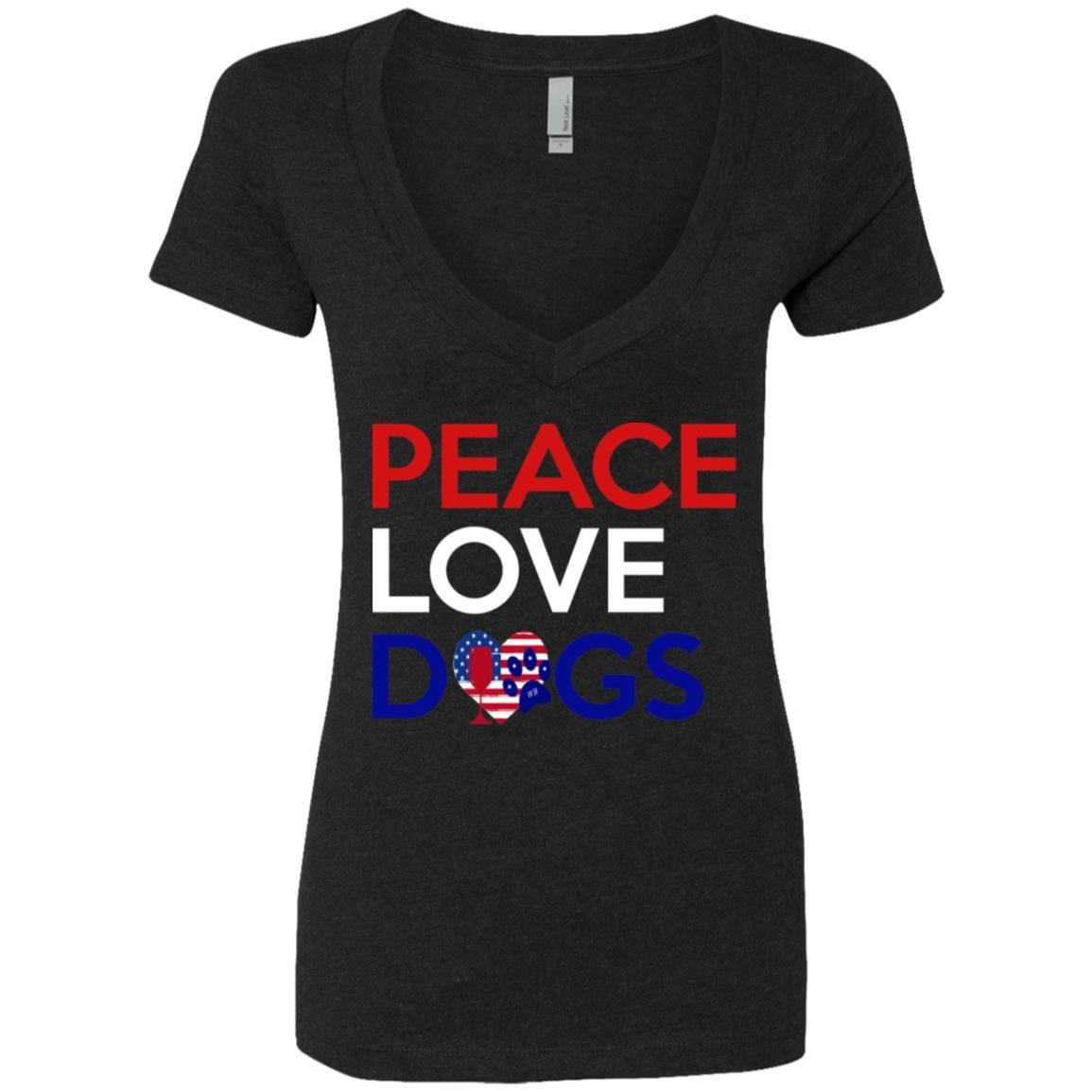 Peace Love Dogs Women's Deep V Neck T-Shirt | Trendy Casual Tee for Dog Lovers | Perfect for Outings, Gifts & Everyday Wear