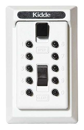 Secure Push Button Lock Box - White Surface Mount with 5 Keys - Ideal for Home, Office & Vacation Rental Key Storage