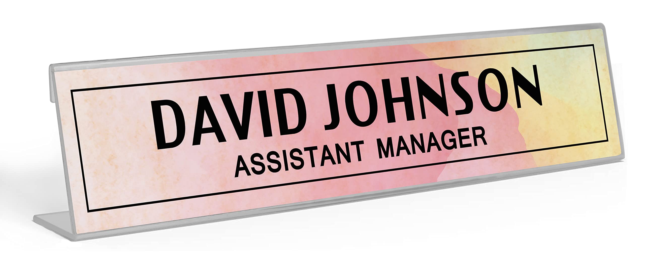 Custom Acrylic Desk Name Plate - Personalized Watercolor Office Name Sign (2x8 Inches) | Perfect for Corporate Gifts, Reception Desks & Home Office Decor
