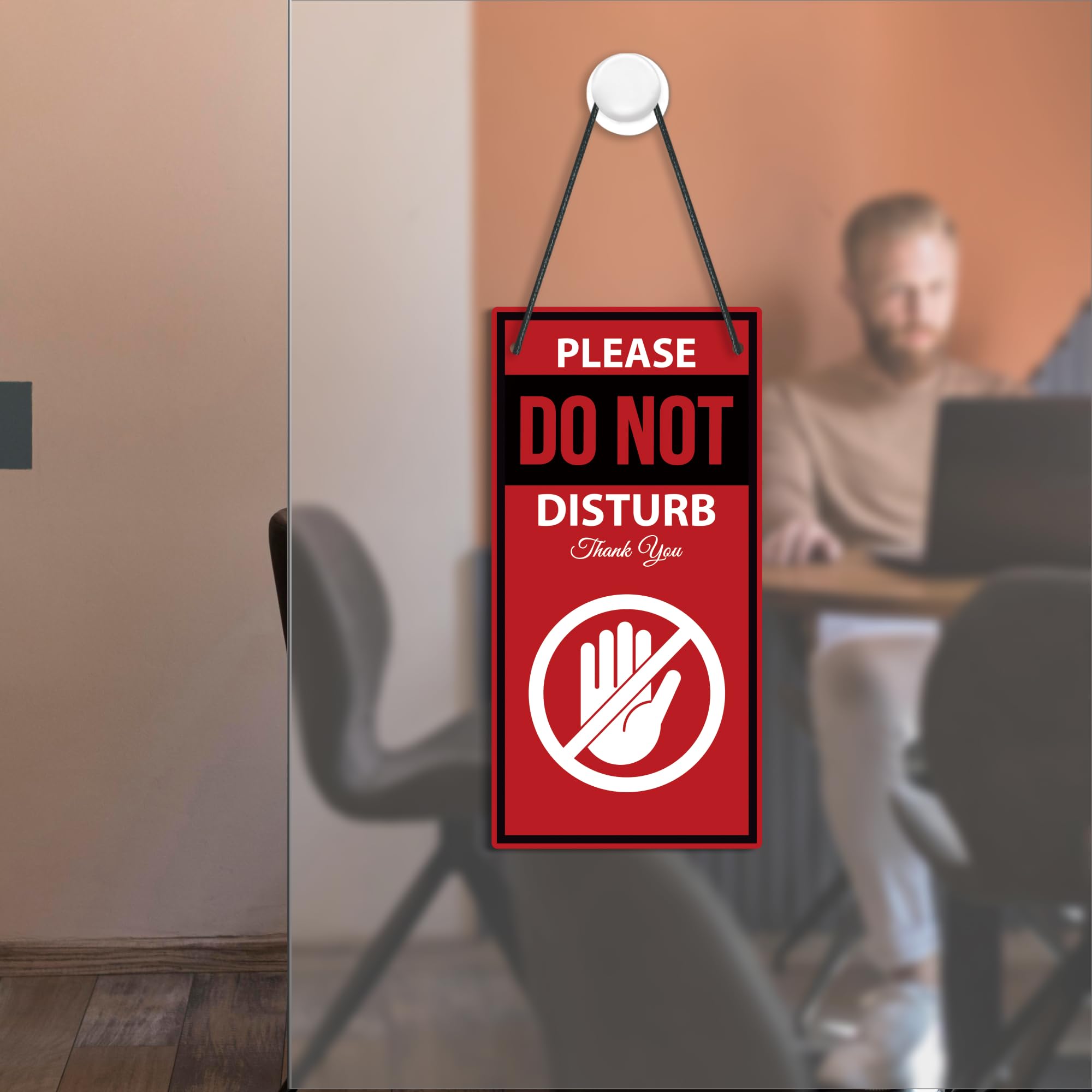 Double Sided Reversible Do Not Disturb Sign for Office Door - 10x5 Inches PVC Door Hanger for Therapists, Clinics & Treatment Rooms - Welcome Please Knock Sign for Privacy & Professional Spaces