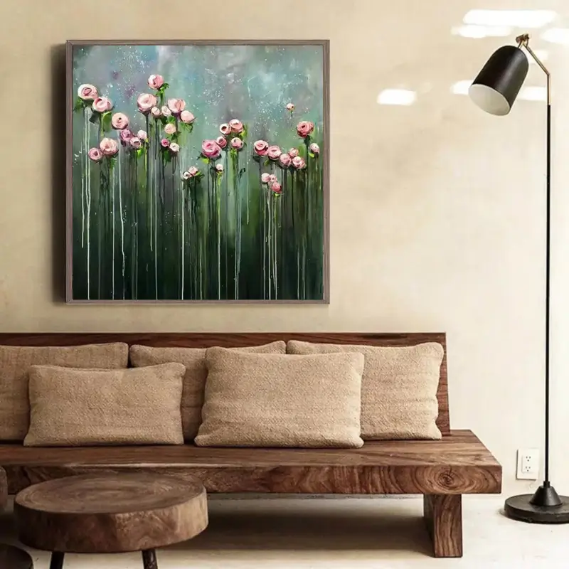 Flower and Tree Painting #FT012 - Handmade Canvas Wall Art for Home & Office Decor | Perfect for Living Room, Bedroom, or Gift