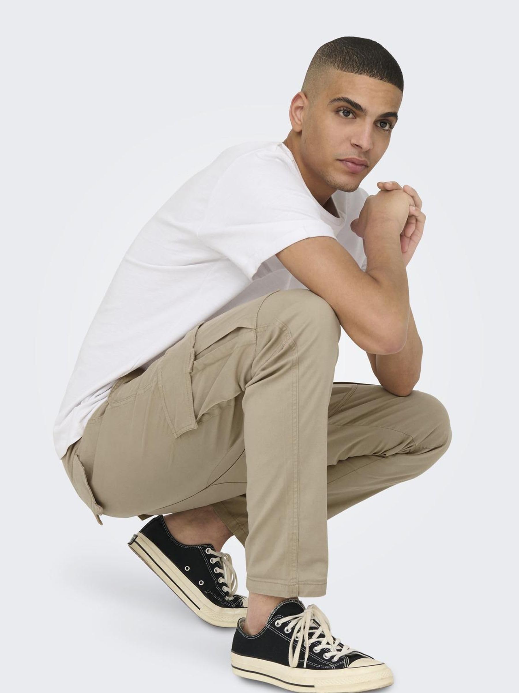 ONLY & SONS Onsdean Life Tap Cargo Pants 0032 - Men's Casual Cargo Pants with Multiple Pockets | Perfect for Outdoor Activities, Hiking, and Everyday Wear