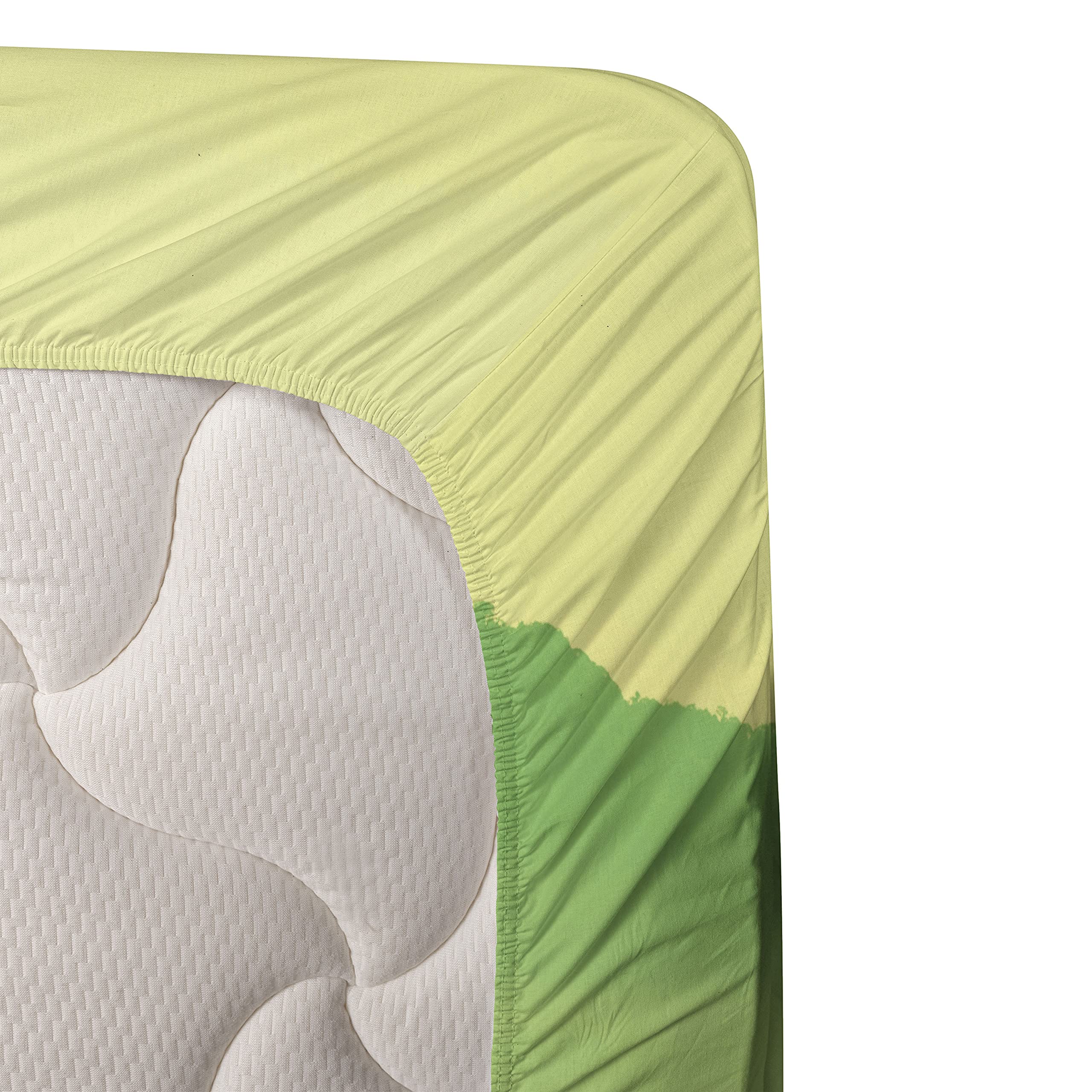 Ambesonne King Size 4-Piece Sheet Set - Green Nature Landscape with Mountains & Trees, Fitted & Flat Sheets + Pillowcases - Lime & Yellow Green Bedding for Master Bedroom, Guest Room, or Vacation Home