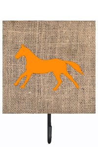 Caroline's Treasures Horse-Themed Burlap Key Holder with Wall Hooks - Brown & Orange Leash Organizer for Keys, Towels, Aprons | Perfect for Entryway, Mudroom, Kitchen & Farmhouse Decor