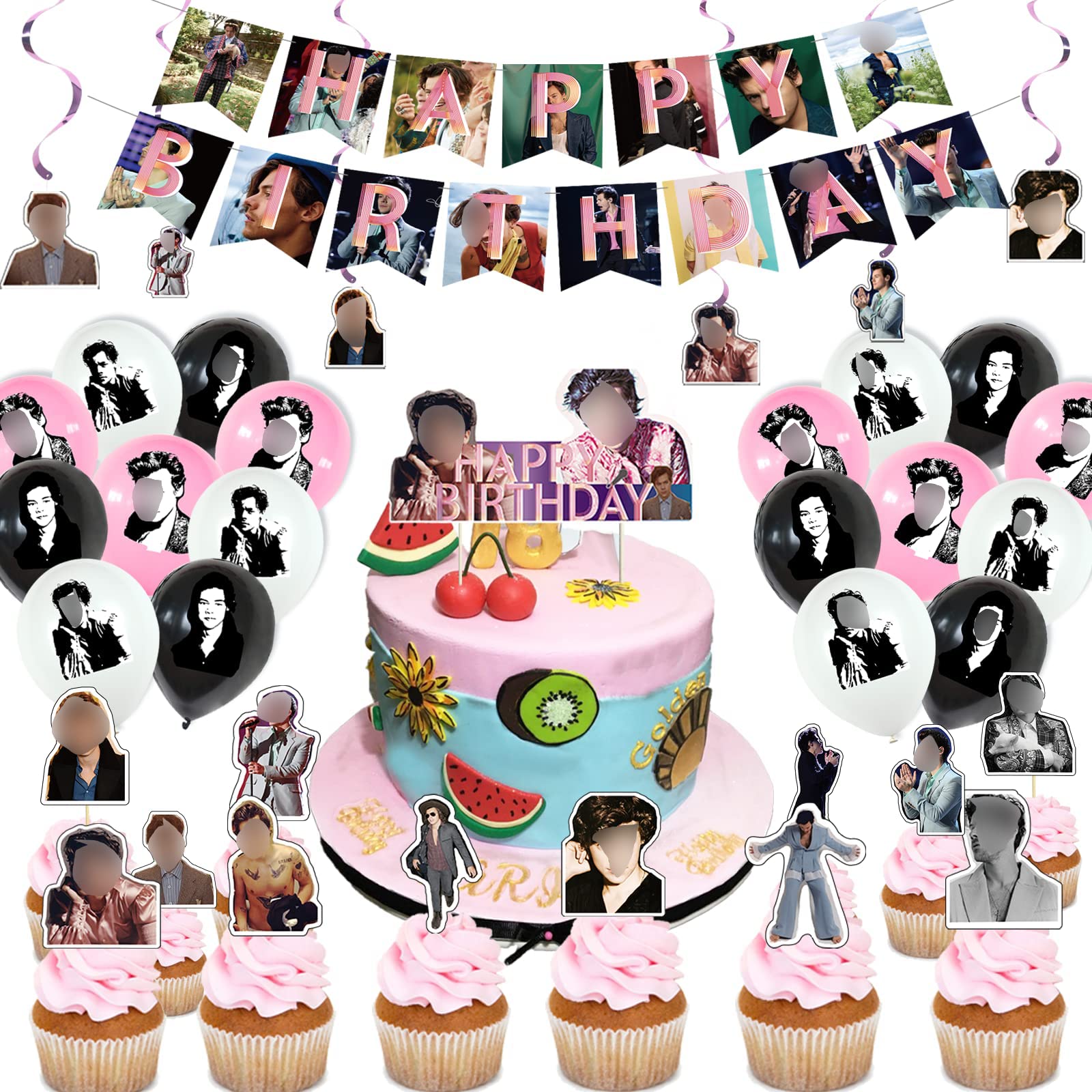 Music Themed Birthday Party Decorations Set - Singer Banner, Cake Toppers & Balloons for Music Lovers | Perfect for Singer-Themed Parties, Fan Celebrations & Music Festival Decor