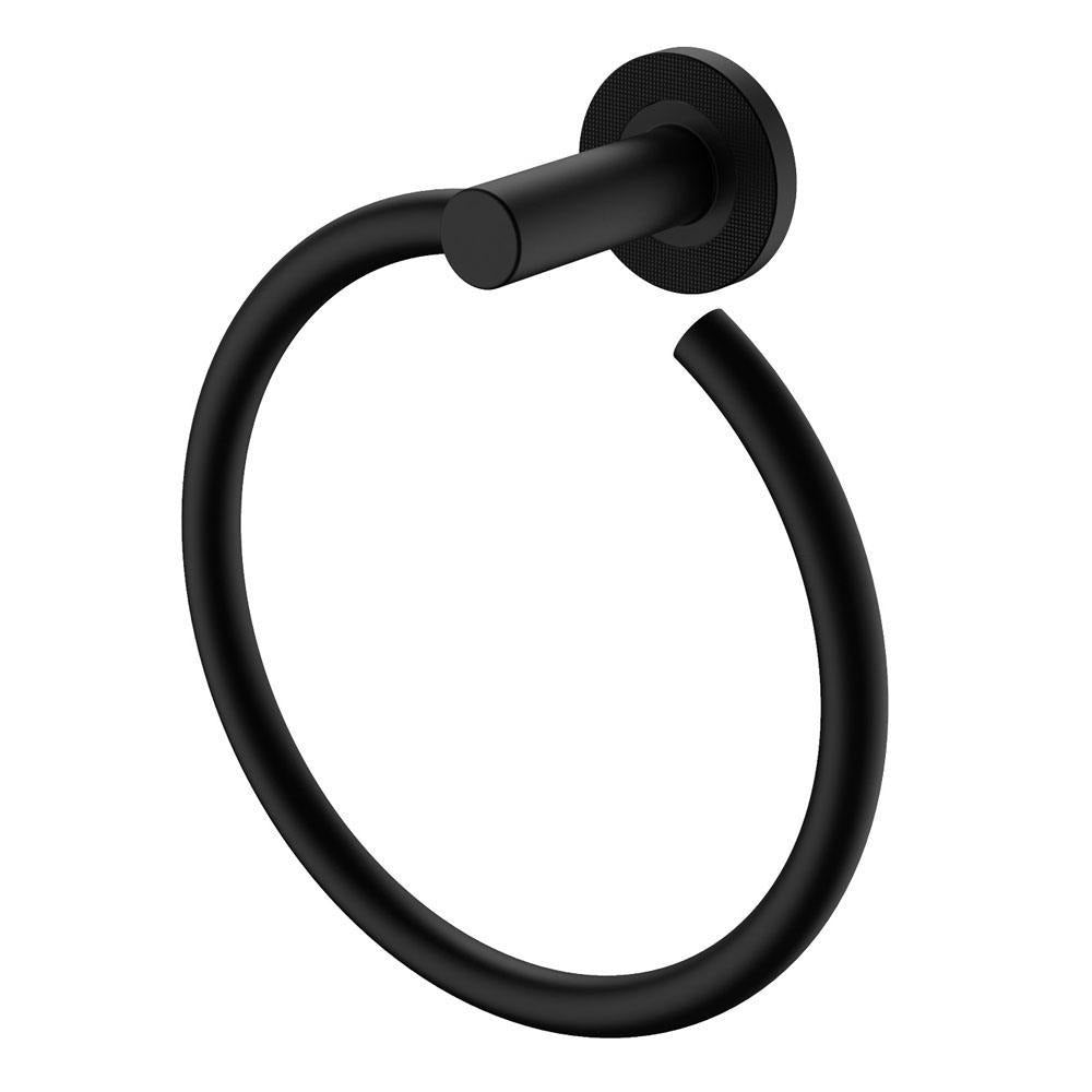 Fienza Axle Hand Towel Ring 83102MB in Matte Black - Modern Bathroom Towel Holder for Kitchen & Powder Room Decor