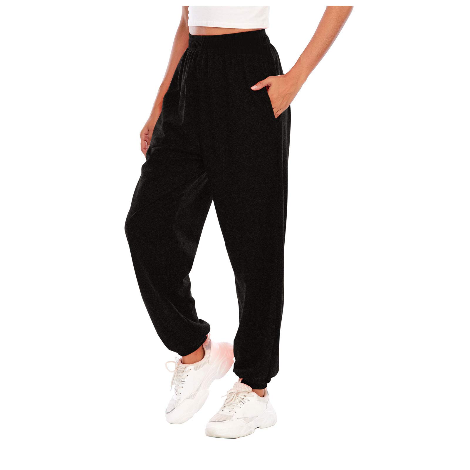 Maryia Women's Elastic Waist Waffle Knit Jogger Pants - Comfortable Lounge, Workout & Casual Sweatpants for Yoga, Running, Travel & Everyday Wear