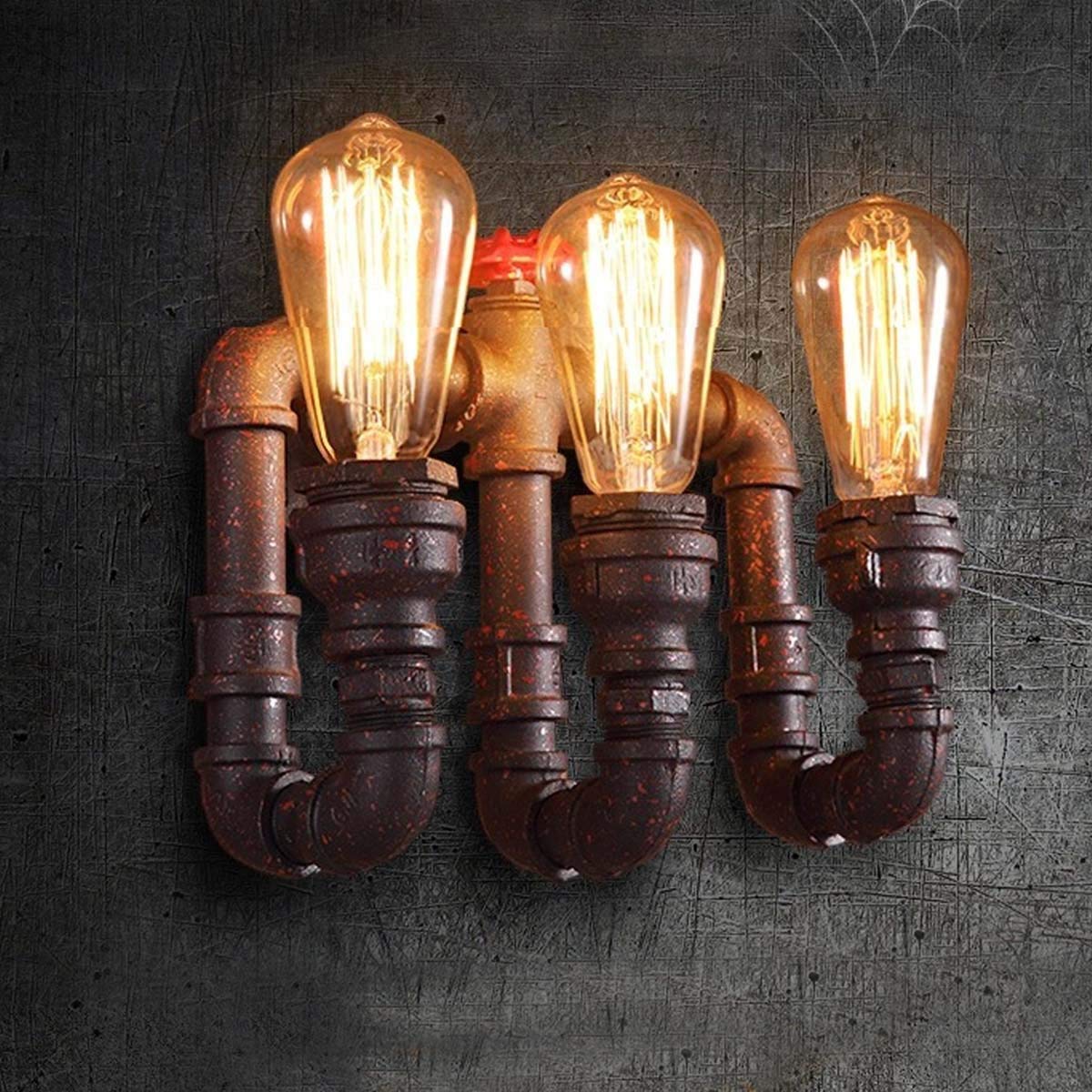 Vintage Industrial Wall Sconce - 3-Light Retro Candle Style Wall Mounted Lamp with Wrought Iron Finish, E27 Socket - Perfect for Balcony, Hallway, Stairs, Bar, Kitchen & Restaurant Lighting