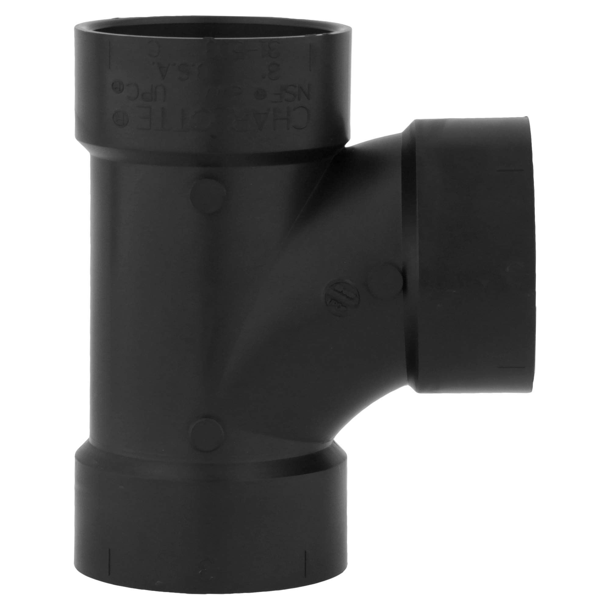 Charlotte Pipe 3 Inch DWV Sanitary Tee All Hub - Drain, Waste & Vent Pipe Fitting - PVC Plumbing Connector for Bathroom, Kitchen & Laundry Drainage Systems (1-Pack)