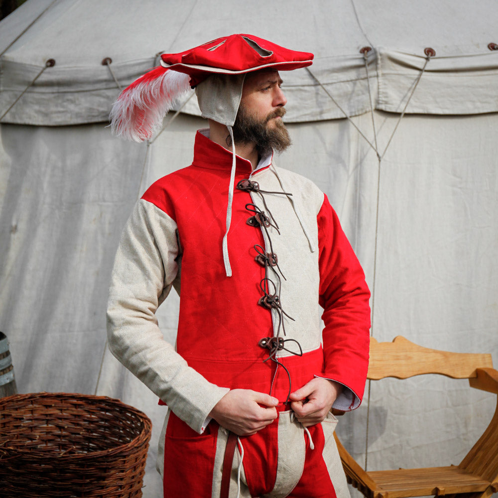 Landsknecht Jerkin Imperialis Red/Natural - Renaissance Costume for LARP, Reenactment & Historical Events