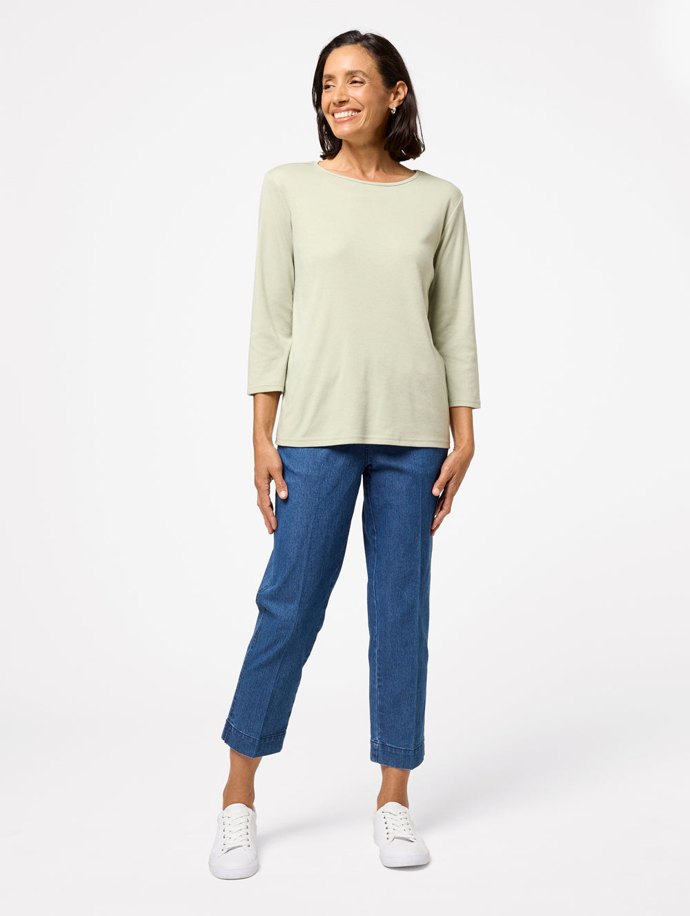 Winterlock 3/4 Sleeve Women's Tops - Soft Stretch Casual Blouse for Fall & Winter - Perfect for Office, Date Night & Layering