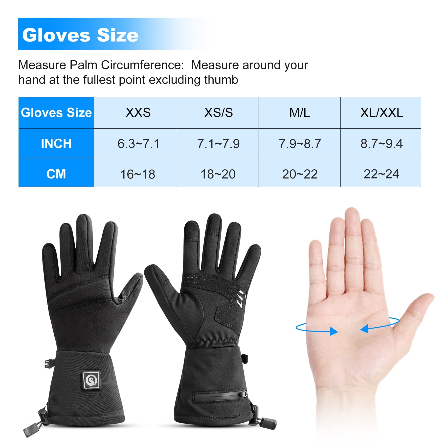 DAY WOLF Heated Glove Liners - Rechargeable Electric Hand Warmers for Men & Women - Winter Sports Gear for Snow Biking, Skiing, Cycling, Hunting & Snowboarding - Stay Warm in Cold Weather Outdoor Activities