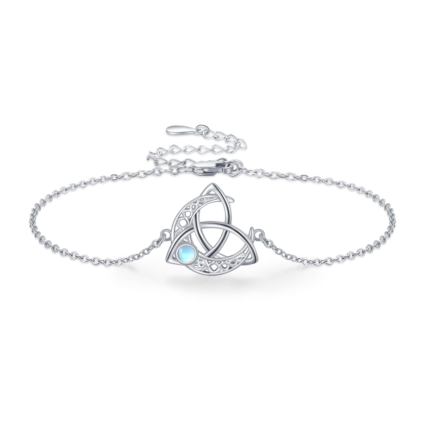 Celtic Moonstone Bracelet for Women - 925 Sterling Silver Moon Bracelet with Celtic Knot Design, Elegant Jewelry Gift for Girlfriend, Birthday, Anniversary | Perfect for Everyday Wear, Special Occasions & Boho Fashion