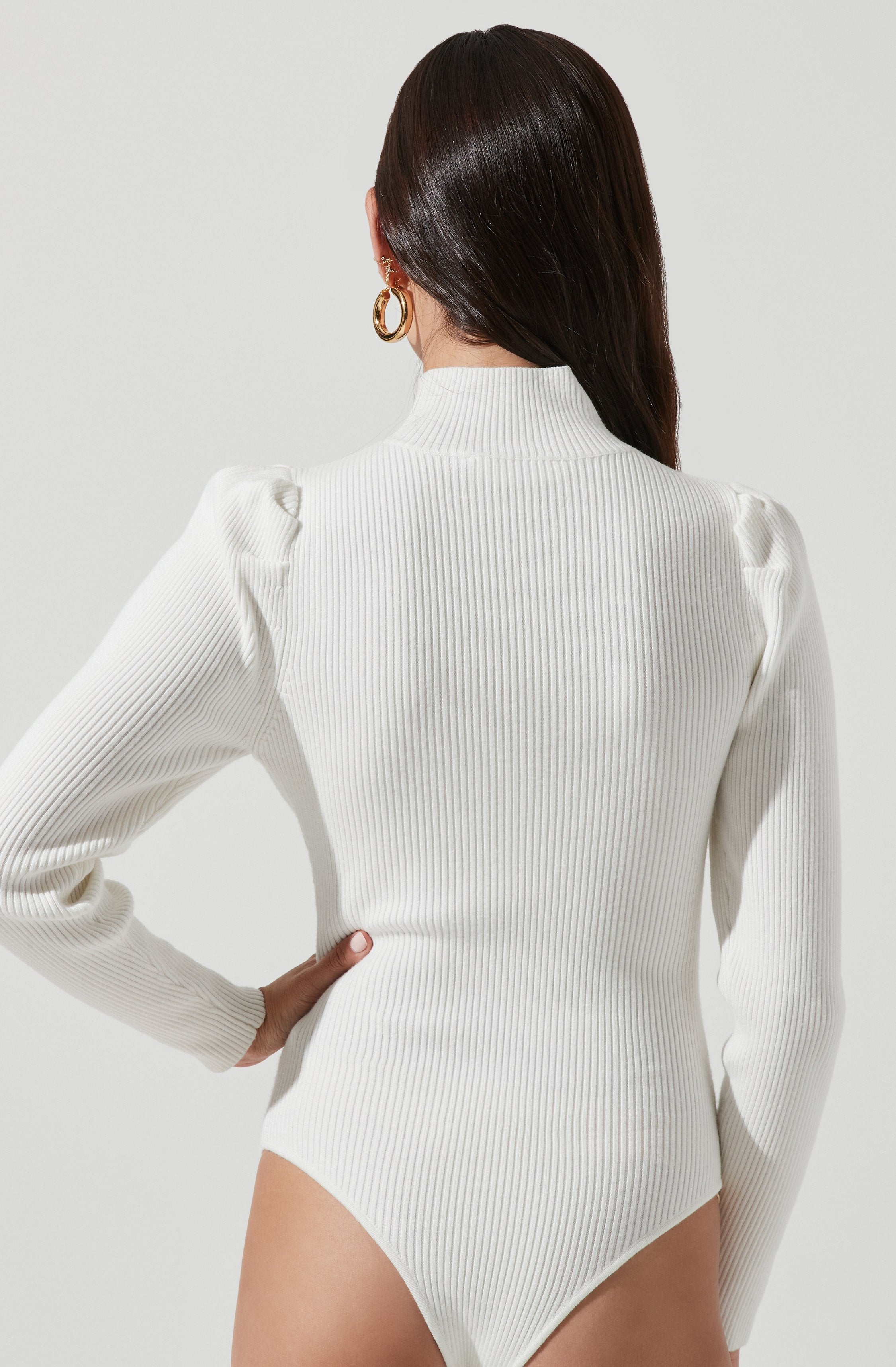 Stylish Front Cutout Long Sleeve Sweater Bodysuit for Women - Trendy Fall Winter Layering Piece for Date Night & Office Wear