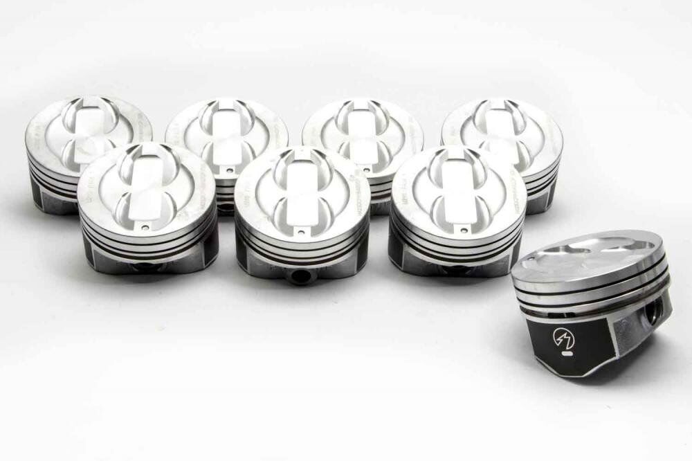 SPEED PRO Hypereutectic Coated Dish Pistons Set of 8 for Chevy Small Block 350 5.7L 040 - High Performance Engine Upgrade for Racing & Street Use