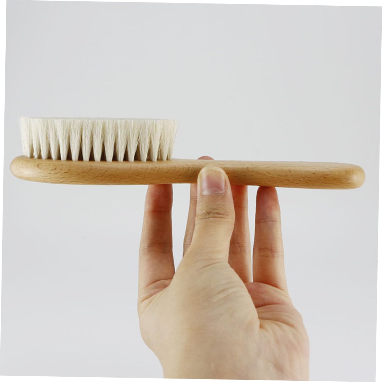 KOMBIUDA Baby Hair Brush & Comb Set - Soft Wool Brush & Natural Wooden Comb for Newborn Scalp Care - Gentle & Easy to Hold - Perfect for Daily Baby Hair Care & Newborn Grooming Routine