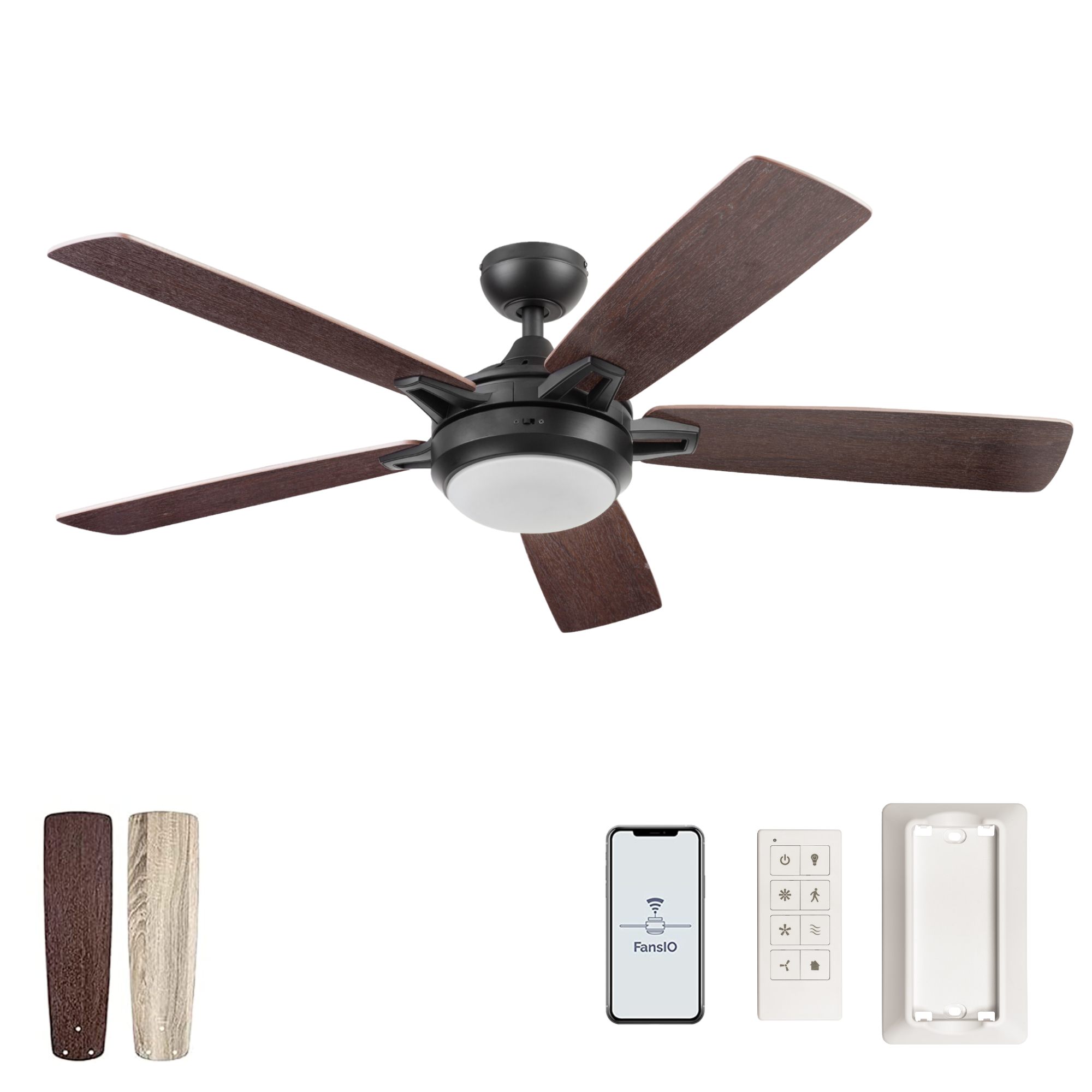 52 Inch Lorelai Smart Ceiling Fan with Remote Control in Espresso - Perfect for Living Room, Bedroom & Home Office (Energy Efficient & Quiet Operation)