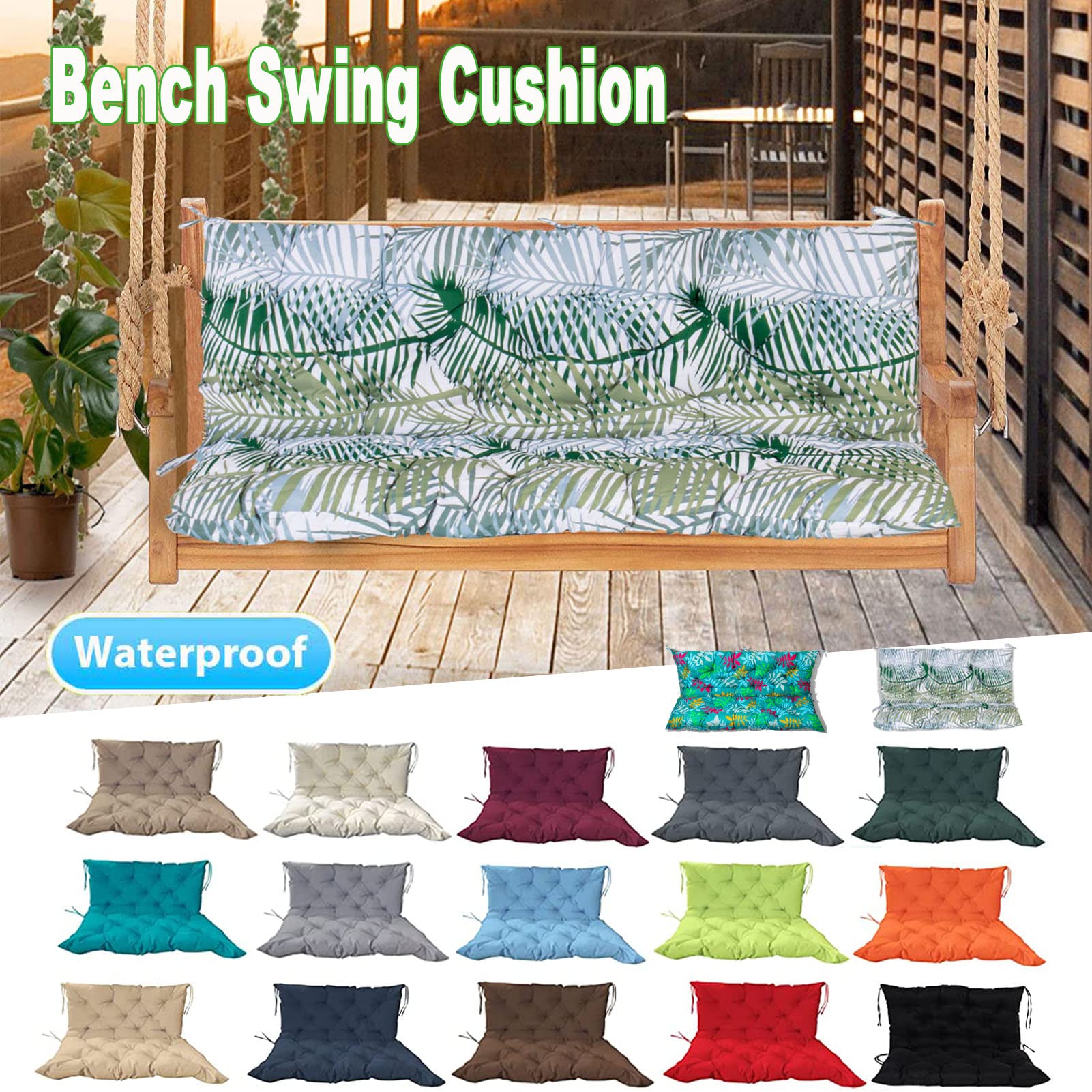 Waterproof Outdoor Swing Replacement Cushions with Backrest - 40x47 Inch Washable Garden Patio Loveseat Pad (Flower Pattern) - Perfect for Porch, Deck, and Backyard Relaxation
