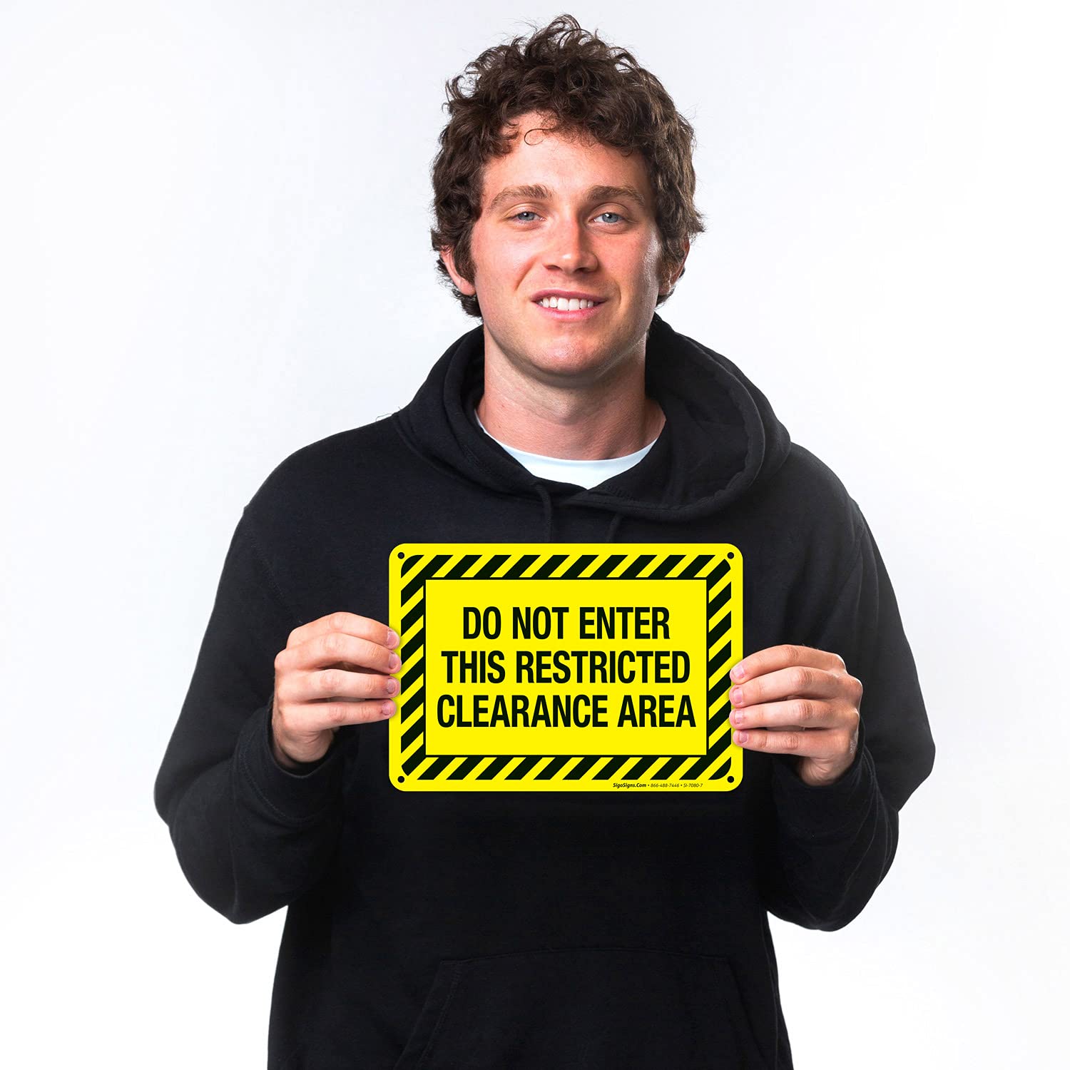 Do Not Enter This Restricted Clearance Area Sign - 10x7 Inches Rustproof Aluminum Safety Sign - Fade Resistant OSHA Warning Sign for Construction Sites & Warehouses - Made in USA