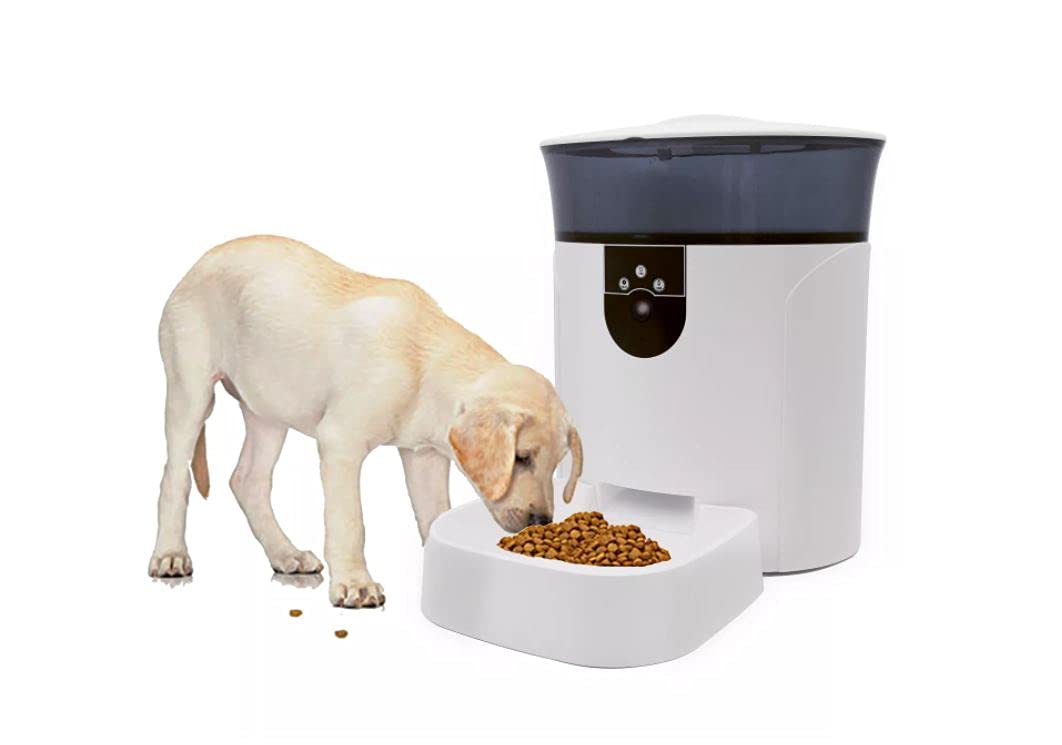 Sakar Pet Genius Smart Wi-Fi Video 7L Automatic Pet Feeder with HD Camera - White | Perfect for Cats & Dogs | Remote Feeding & Monitoring via App | Ideal for Travel & Busy Pet Owners