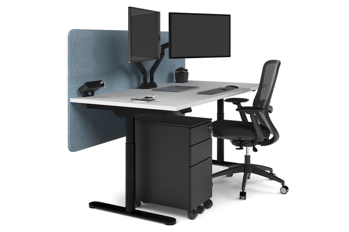 Flexi Premium Height Adjustable Single Workstation Desk - 1600L x 800W with Cable Management Scallop | Ergonomic Standing Desk for Home Office & Workspace