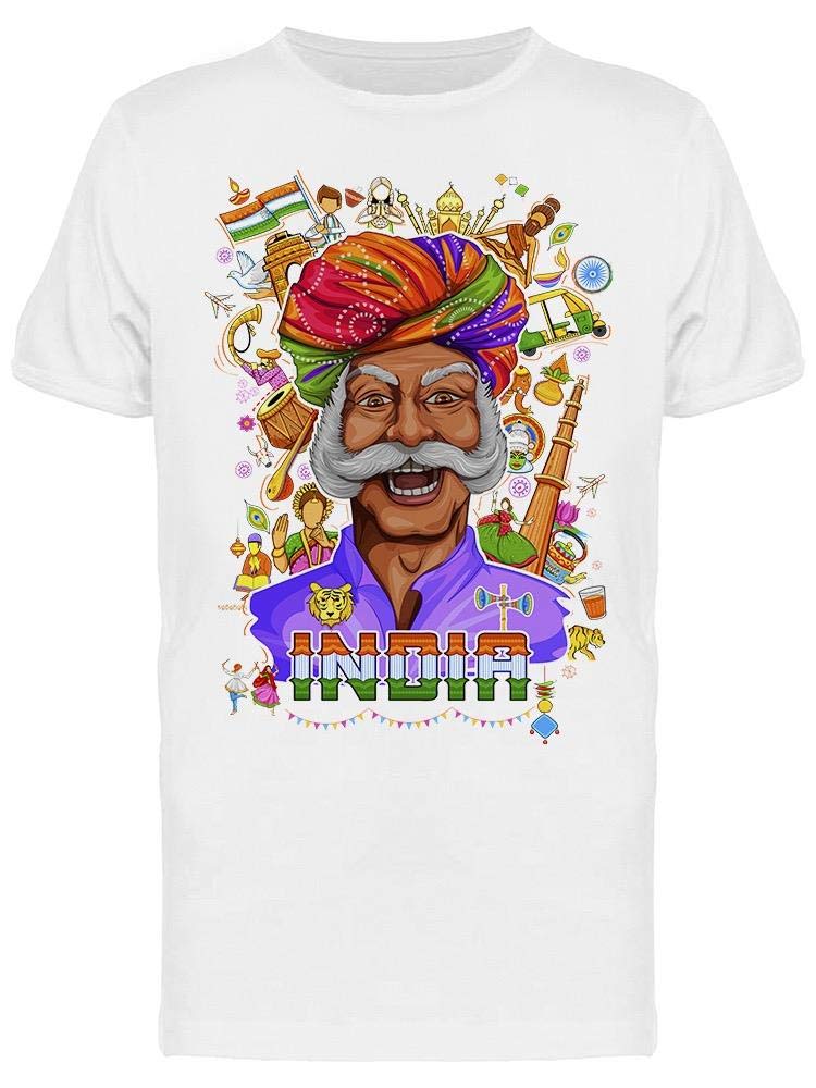 Vintage Indian Man Portrait Graphic Tee - Men's Cotton T-Shirt for Casual Wear & Cultural Appreciation